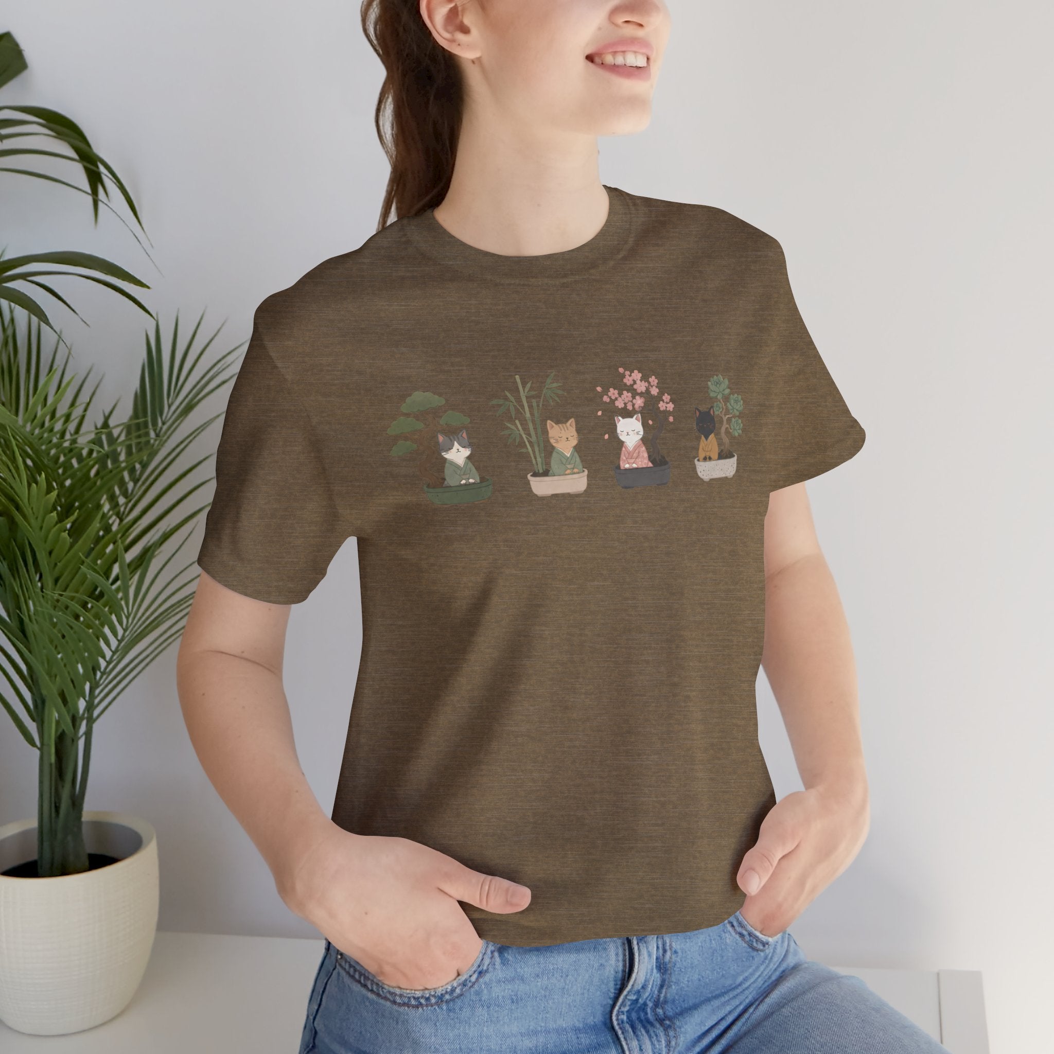 Bonsai Collection Tee — Minimal Cat Graphic T-Shirt
