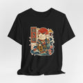 Maneki Neko Lucky Cat T-Shirt — Japanese Wave & Floral Good Fortune Tee