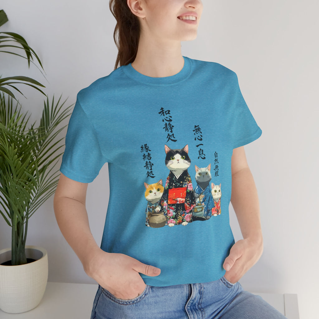 Zen Kimono Cats T-Shirt | Japanese Cat Illustration