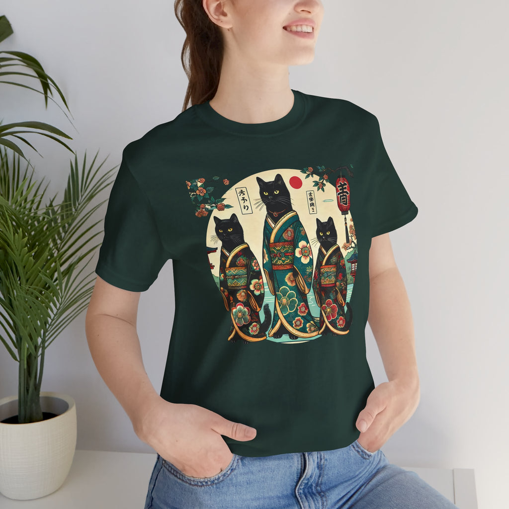 Black Kimono Cats Tee - Unisex
