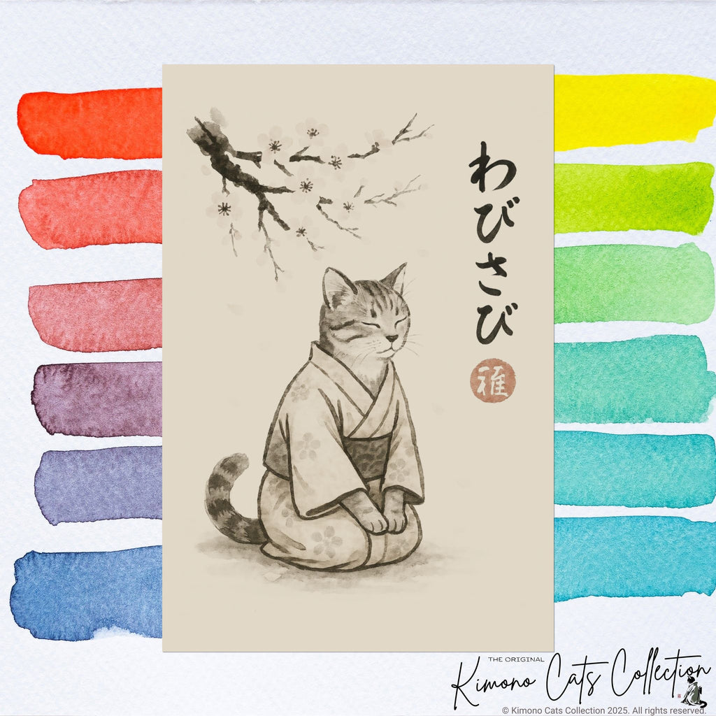 Wabisabi Cat | Japanese-Inspired Zen Wall Art