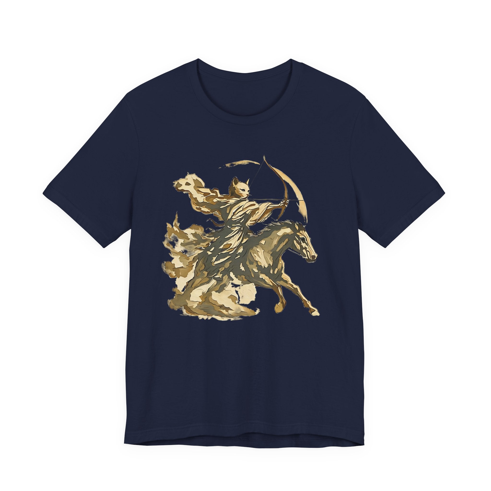 Year of the Horse Archer Cat T-Shirt, Japanese Zodiac Ukiyo-e Ink Wash