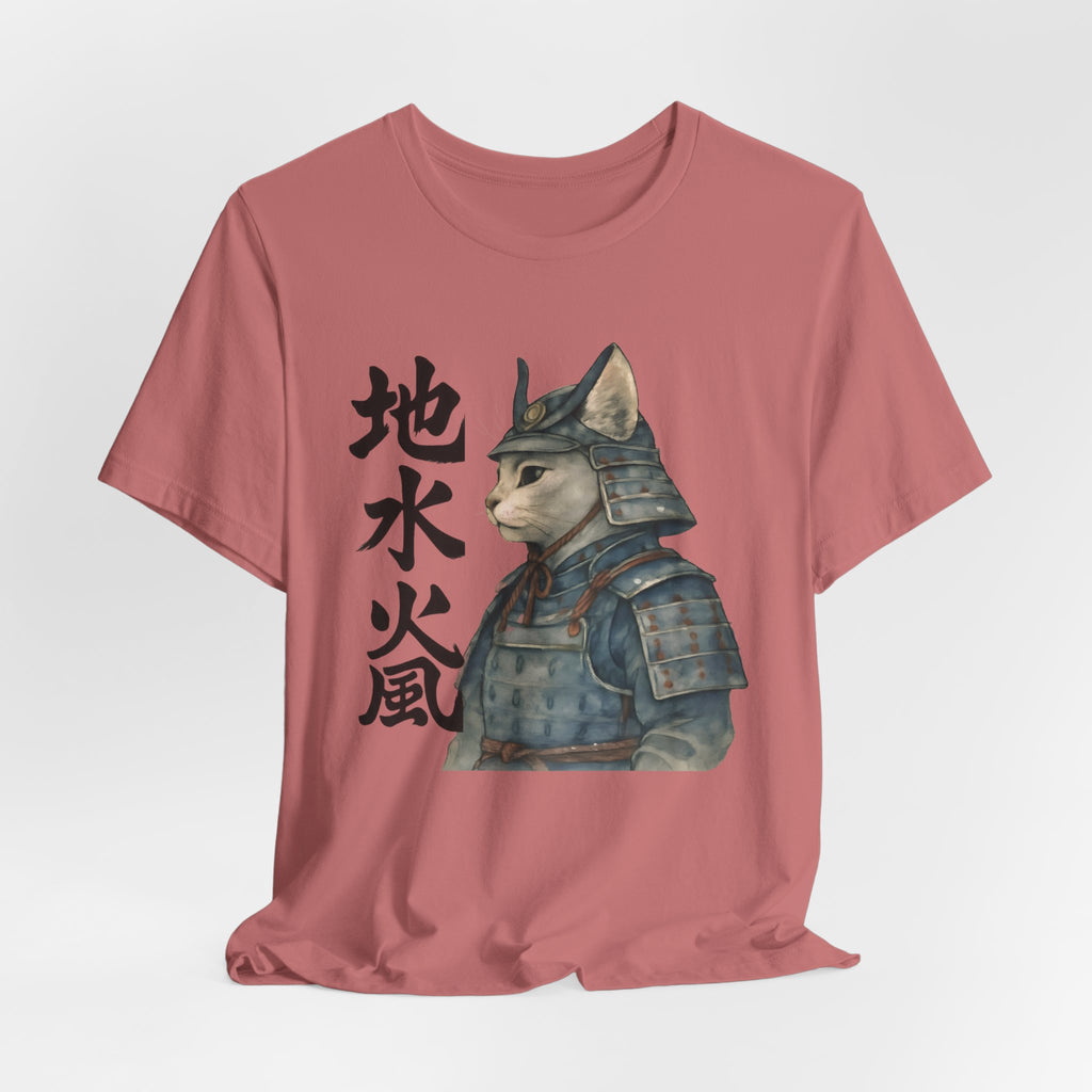 Samurai Cat Watercolor Tee | Japanese Kimono Neko Cat