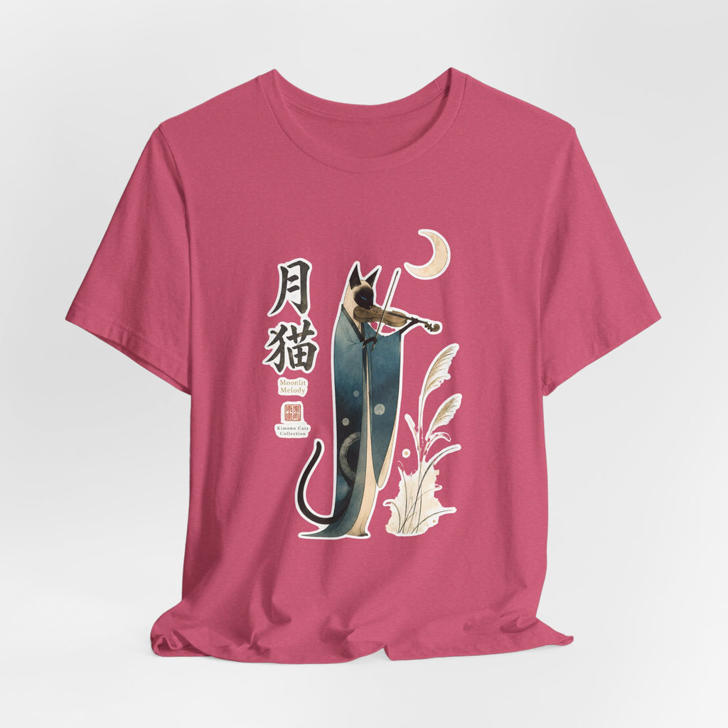Moon Cat Violin Tee — Japanese-Inspired Cat Playing Violin T-Shirt