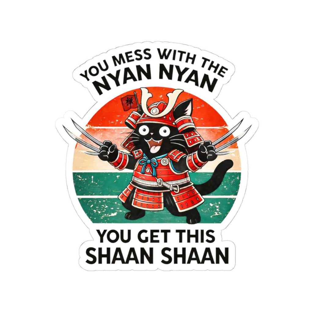 Samurai Cat Illustration Sticker | Kiss-Cut Nyan Nyan Shaan Shaan