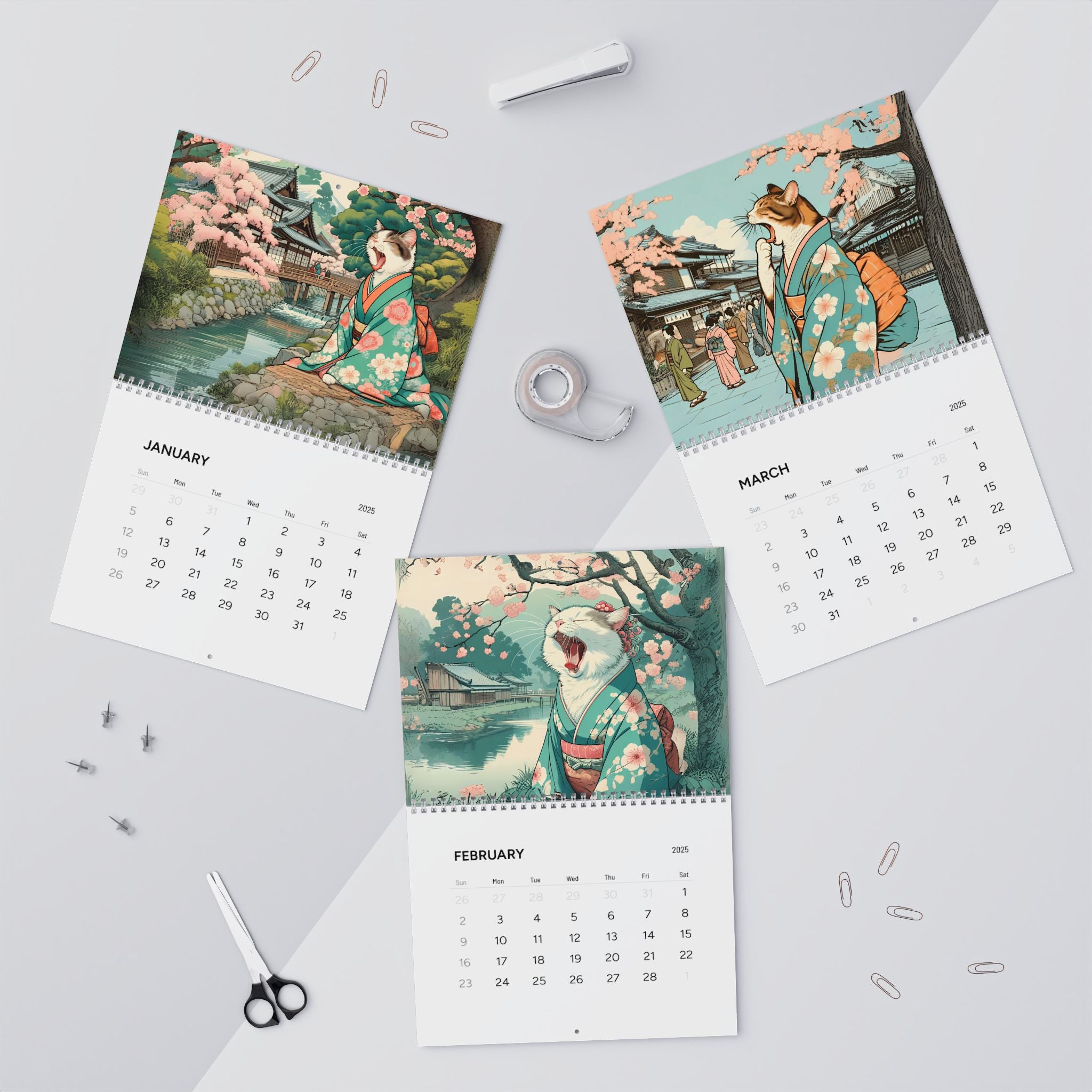 Kawaii Zen Cats of Edo Calendar 2025