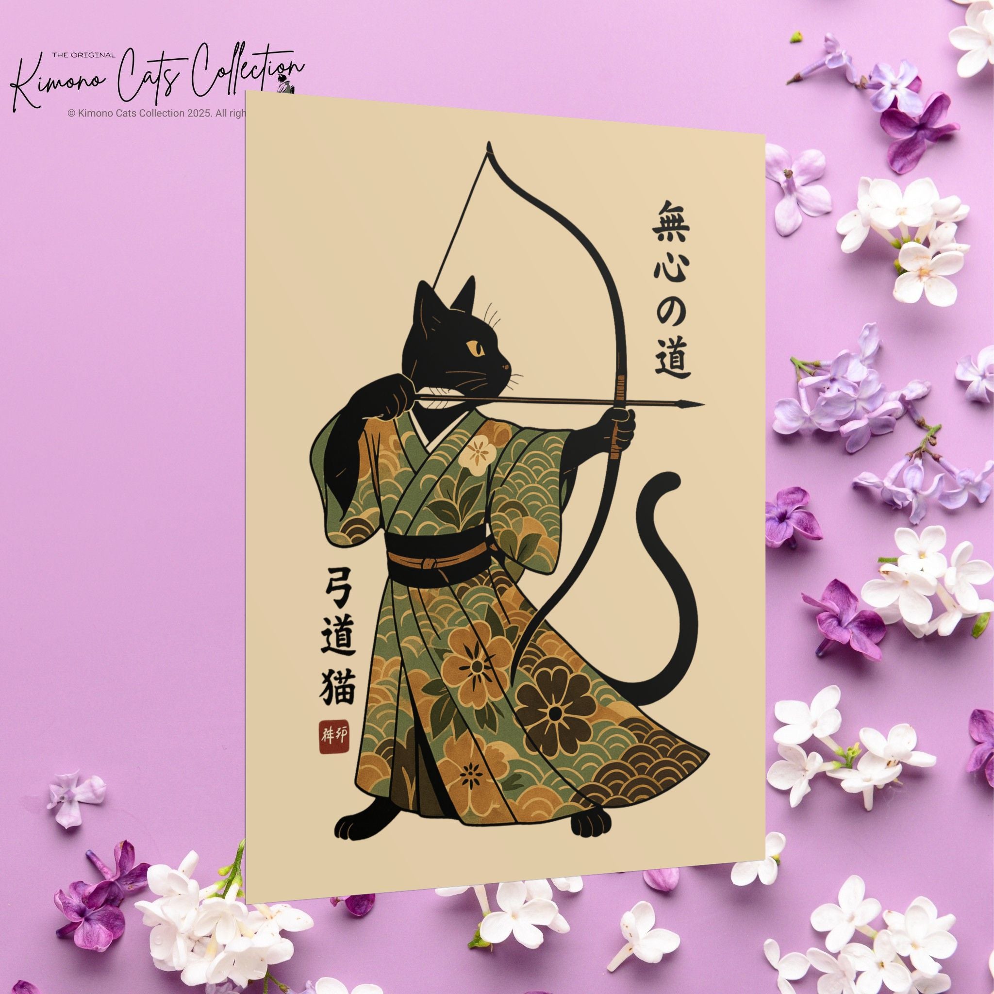 Kyūdō Cat Wall Art – The Way of No-Mind (弓道猫 • 無心の道)