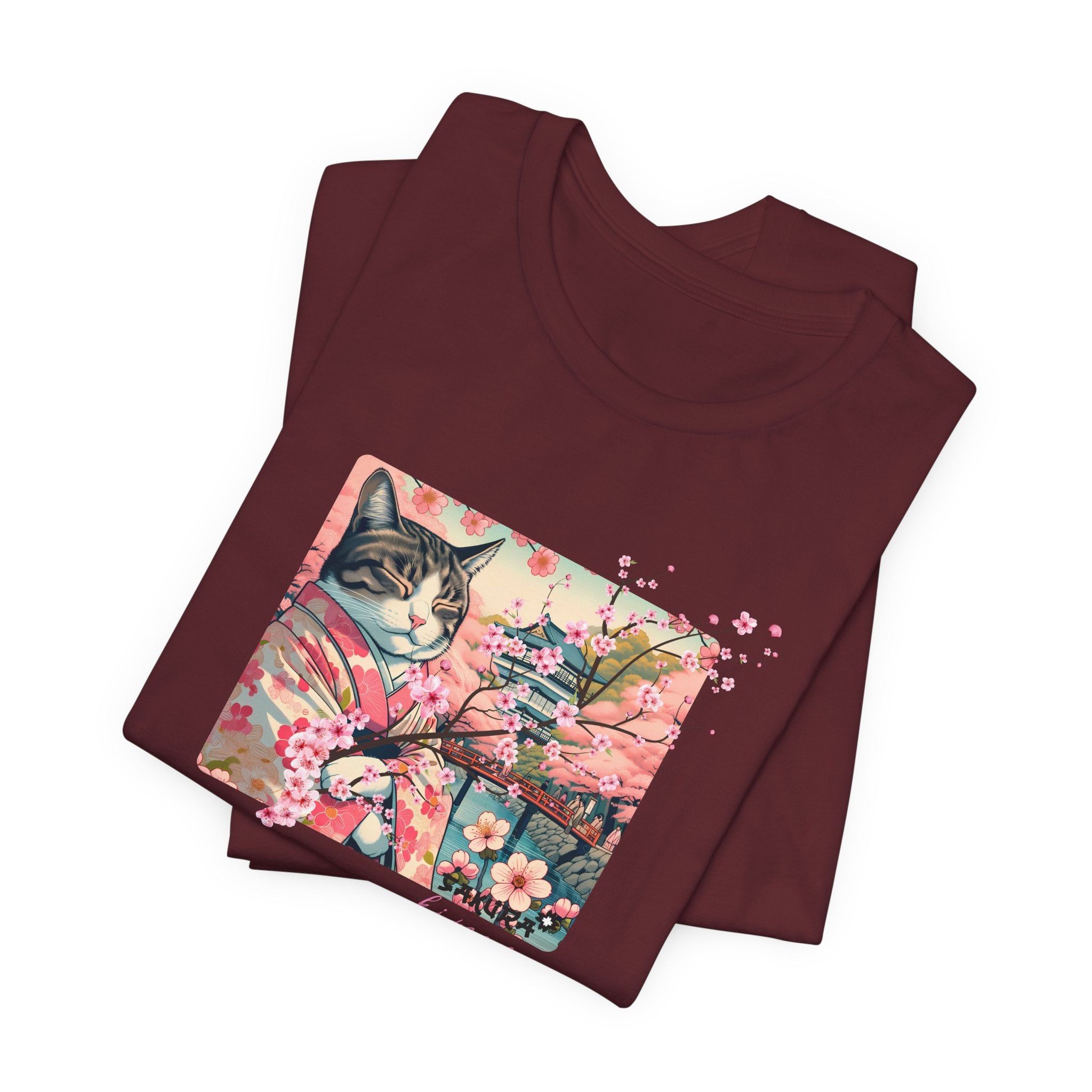 Sakura Kimono Cat Tee - Unisex Stylish T-Shirt for Cat Lovers - Kimono Cats Collection