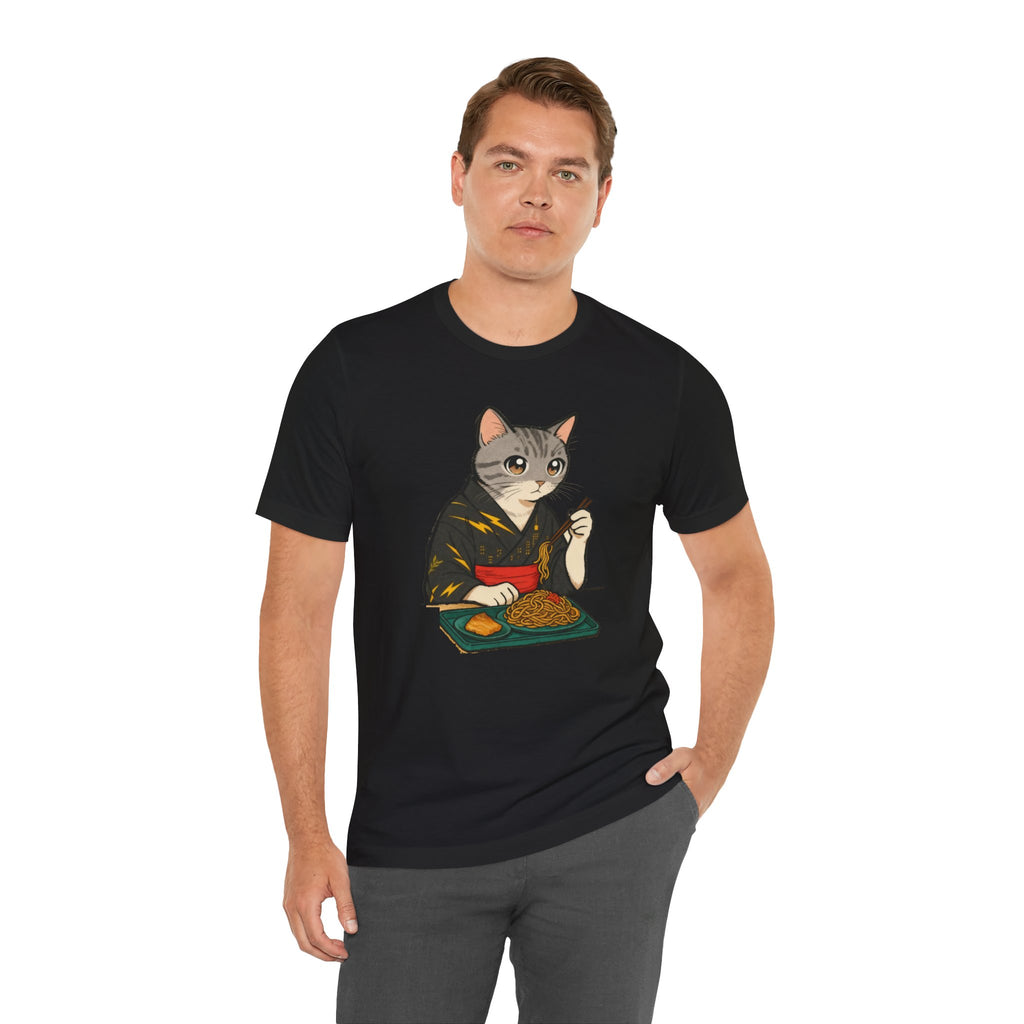 Yakisoba Noodle Cat Shirt - Japanese Street Food Kimono Cat Tee - Kimono Cats Collection