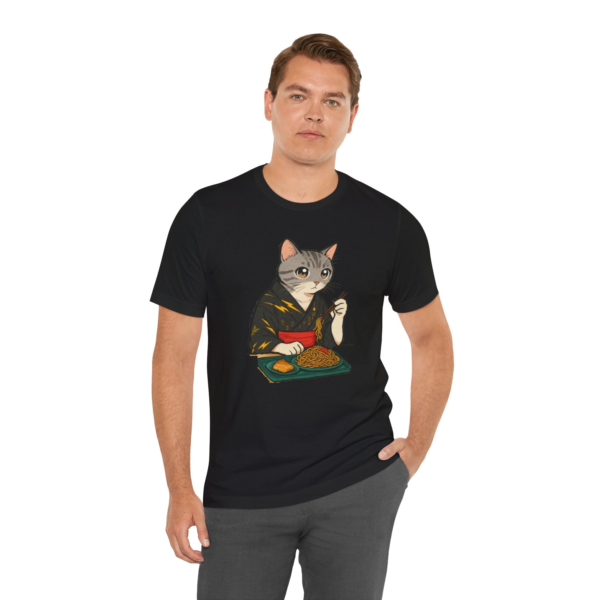 Yakisoba Noodle Cat Shirt - Japanese Street Food Kimono Cat Tee - Kimono Cats Collection