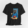 Midnight Tea Cat Shirt - Japanese Kimono Black Cat Tee | Cozy Night Aesthetic