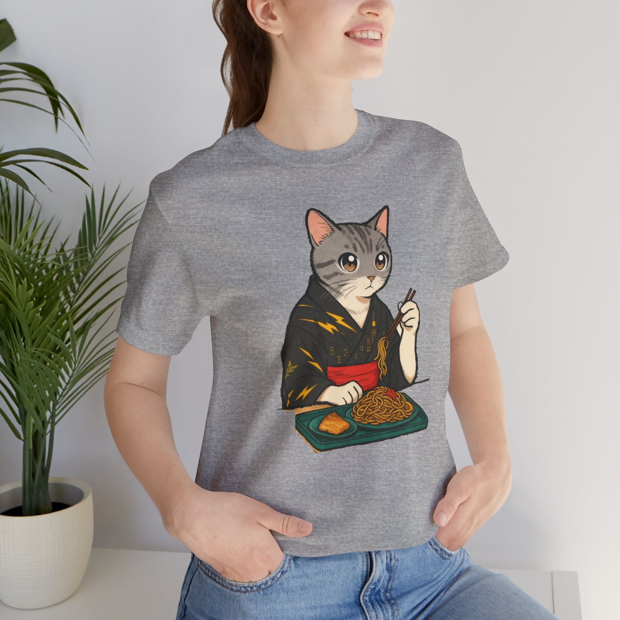 Yakisoba Noodle Cat Shirt - Japanese Street Food Kimono Cat Tee