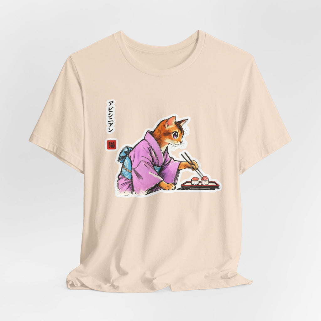 Sushi Cat Tee - Cute Japanese Aesthetic Shirt, Abyssinian