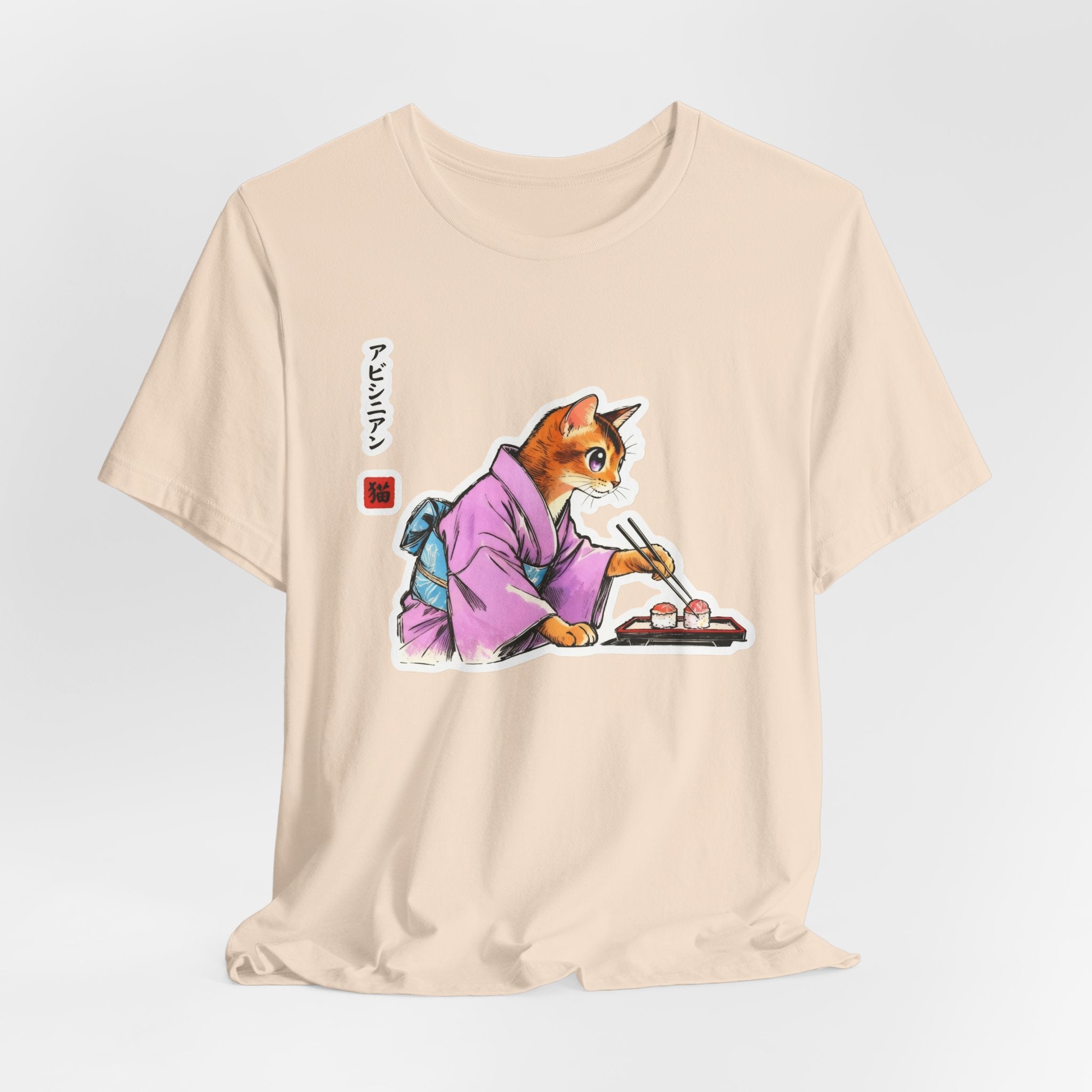 Sushi Cat Tee - Cute Japanese Aesthetic Shirt, Abyssinian