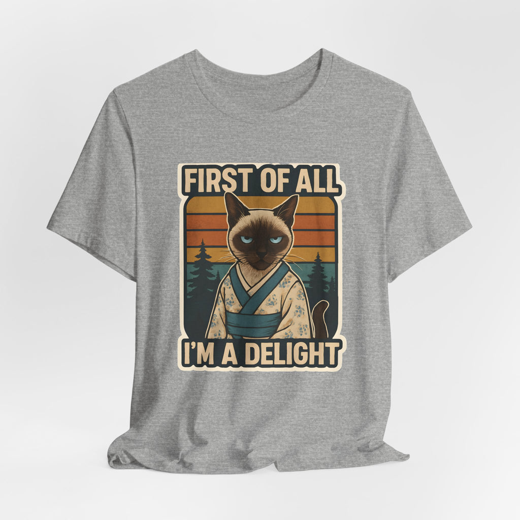 Siamese Cat Samurai "First of All I'm a Delight" T-Shirt