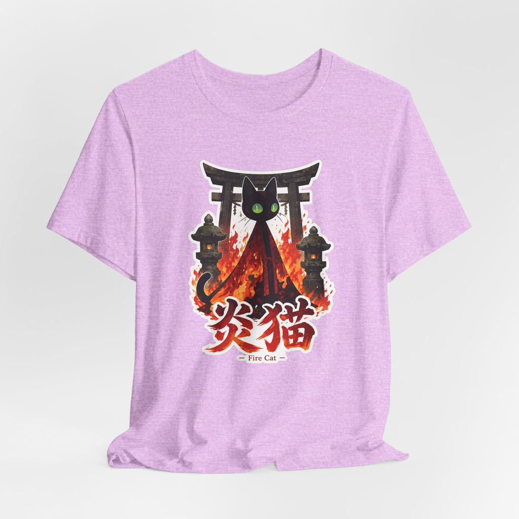 Fire Cat T-Shirt — Japanese Torii Flames Graphic Tee (炎猫 — Fire Cat)