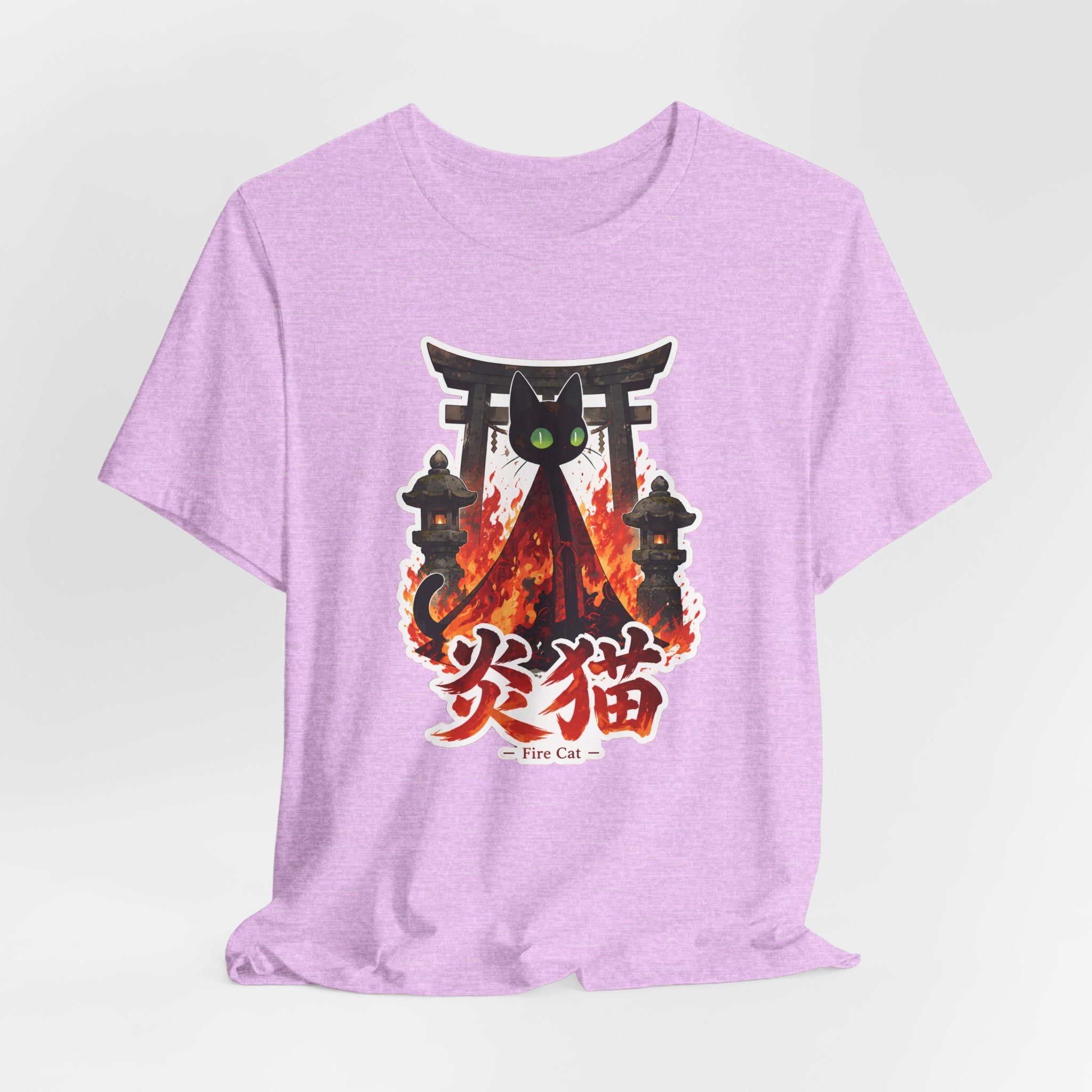 Fire Cat T-Shirt — Japanese Torii Flames Graphic Tee (炎猫 — Fire Cat)