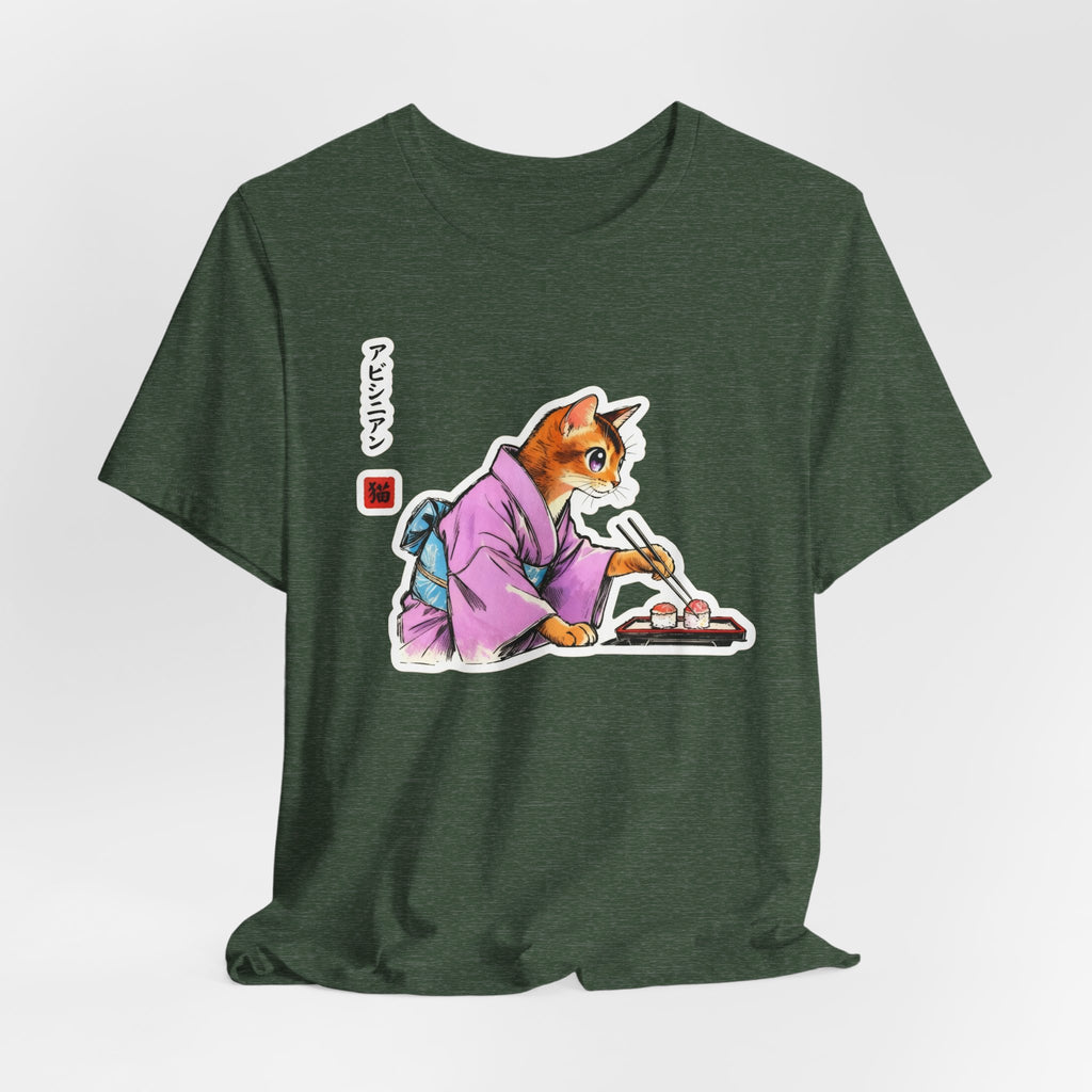 Sushi Cat Tee - Cute Japanese Aesthetic Shirt, Abyssinian