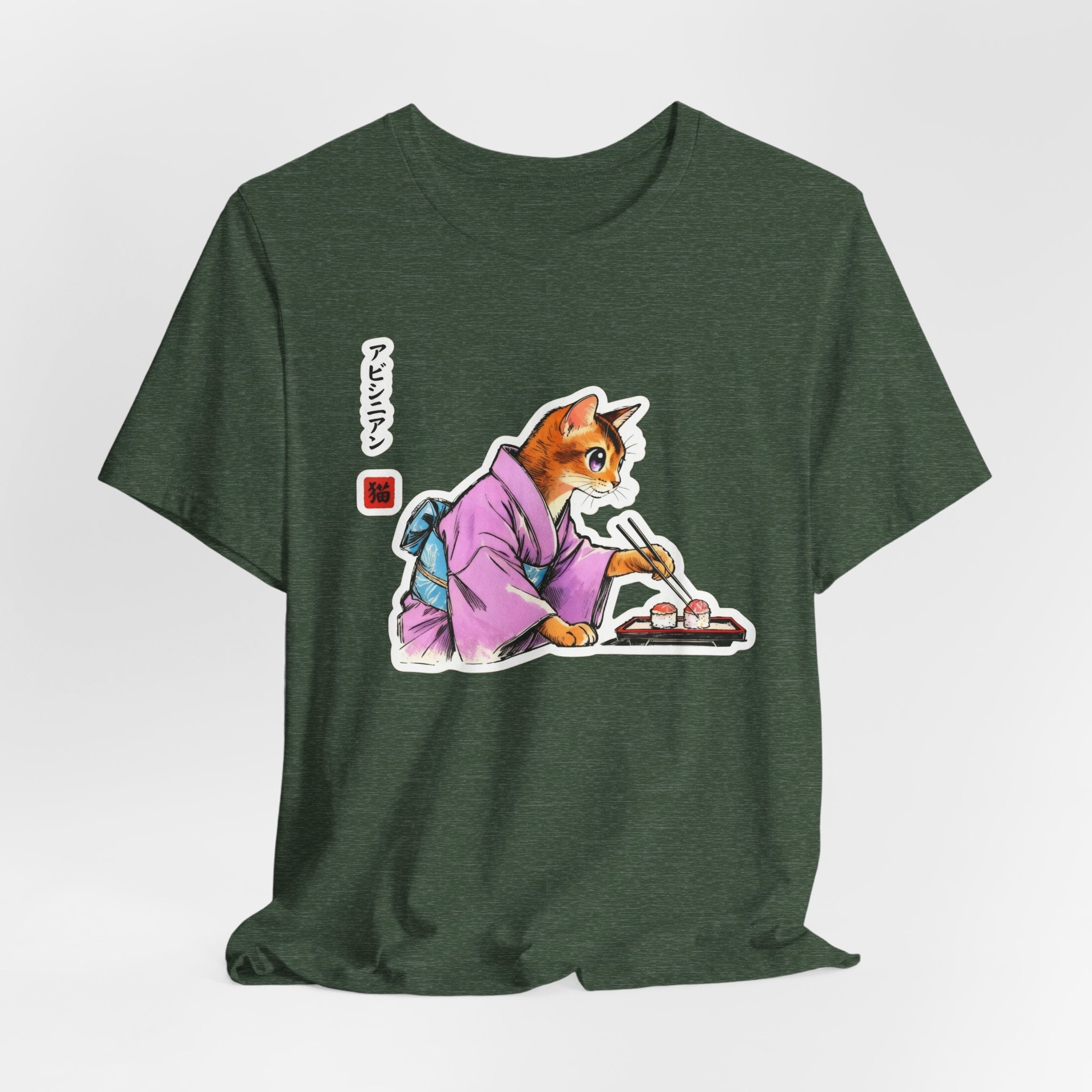 Sushi Cat Tee - Cute Japanese Aesthetic Shirt, Abyssinian