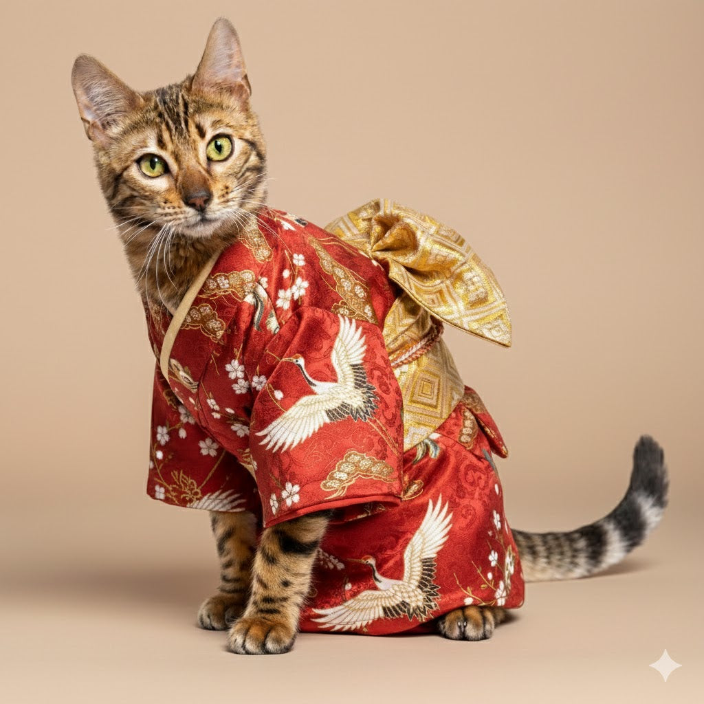 Individuelles Kimono-Haustierportrait – Personalisiertes Haustierkunstwerk im japanischen Stil