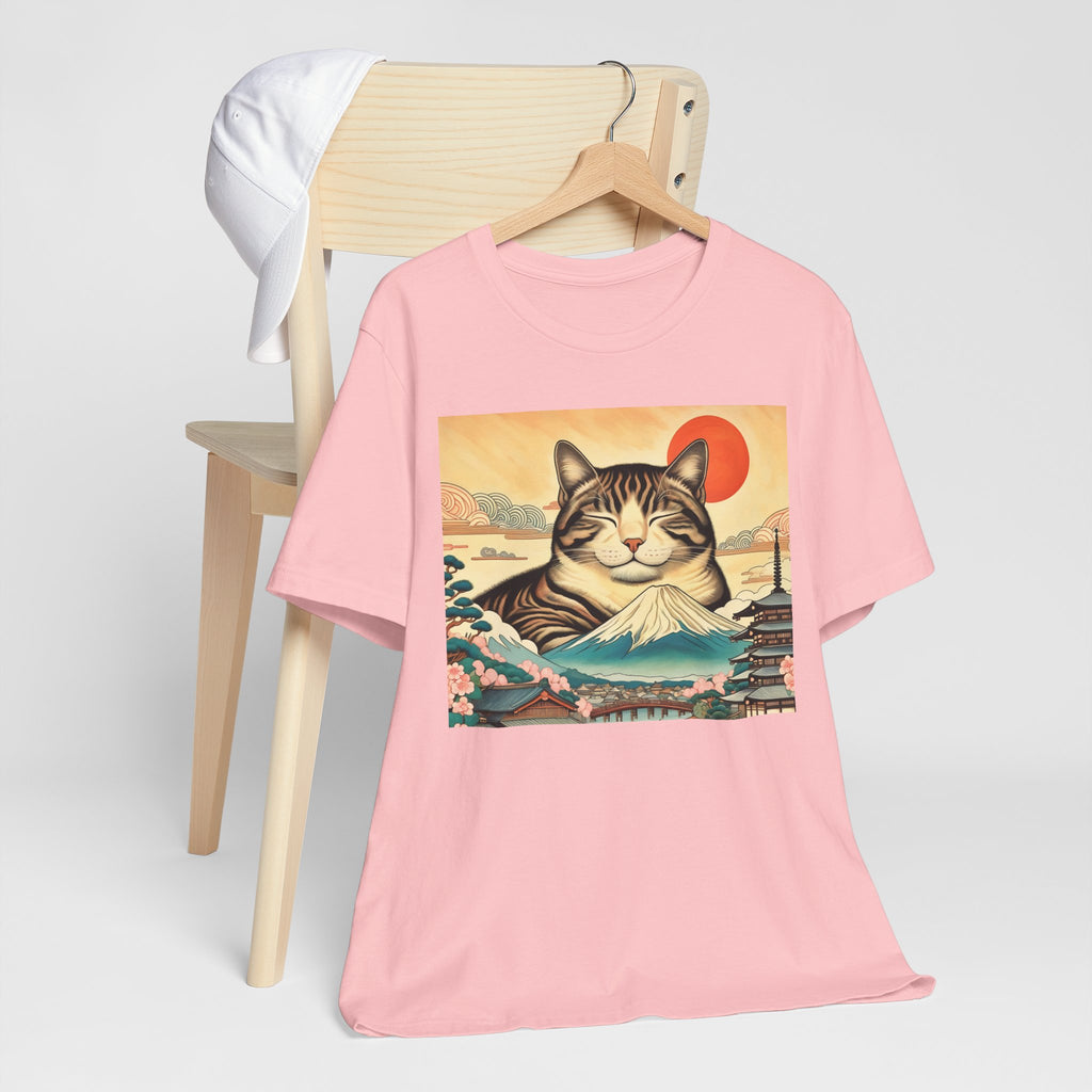 Sakura Mt. Fuji Cat Shirt - Cute Cat T-Shirt Inspired by Japanese Culture - Kimono Cats Collection