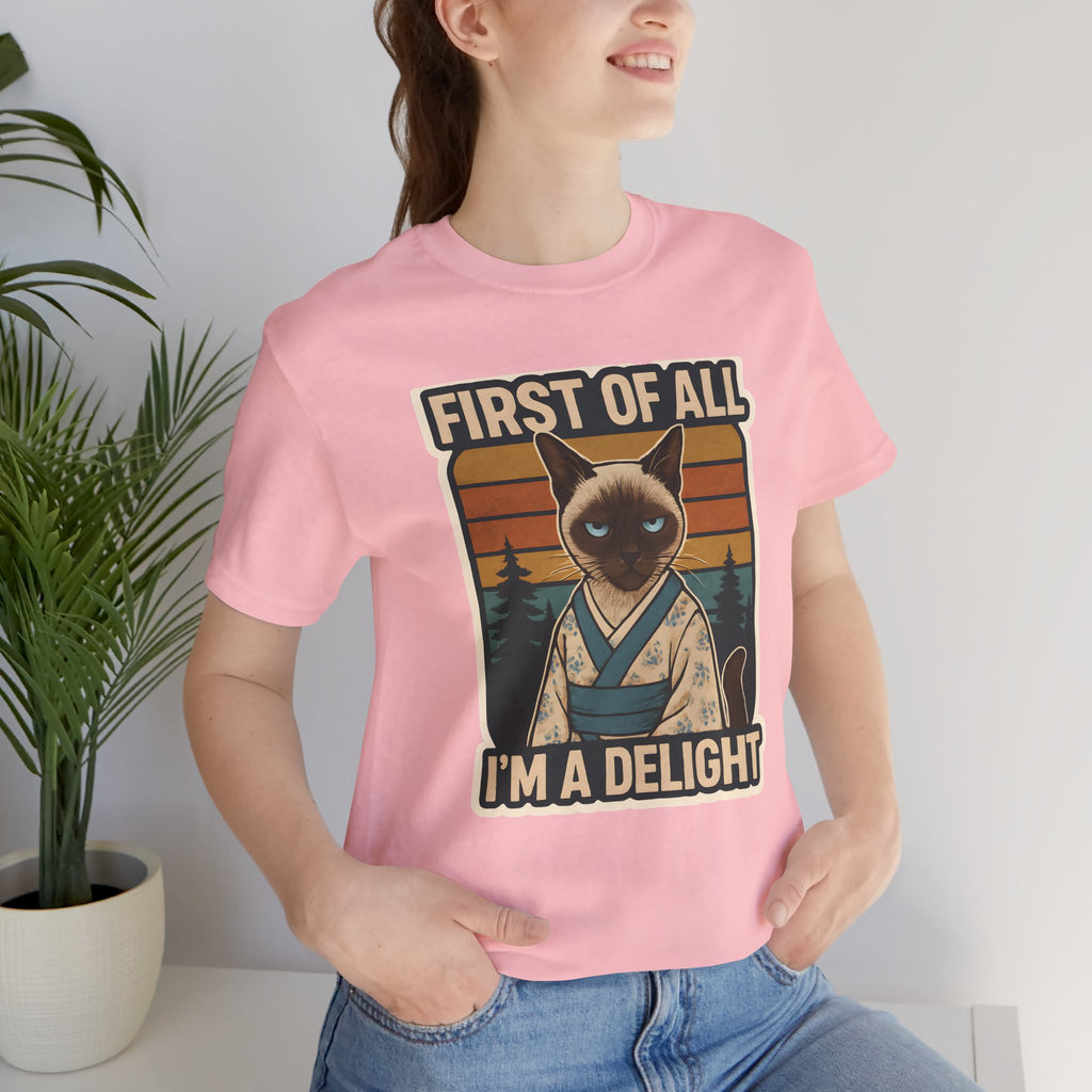 Siamese Cat Samurai "First of All I'm a Delight" T-Shirt