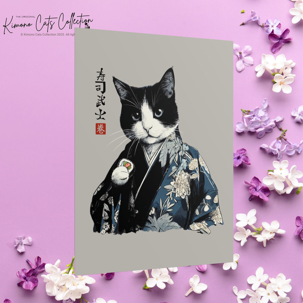 Sushi Bushi 寿司武士 Kimono Neko Rolled Poster
