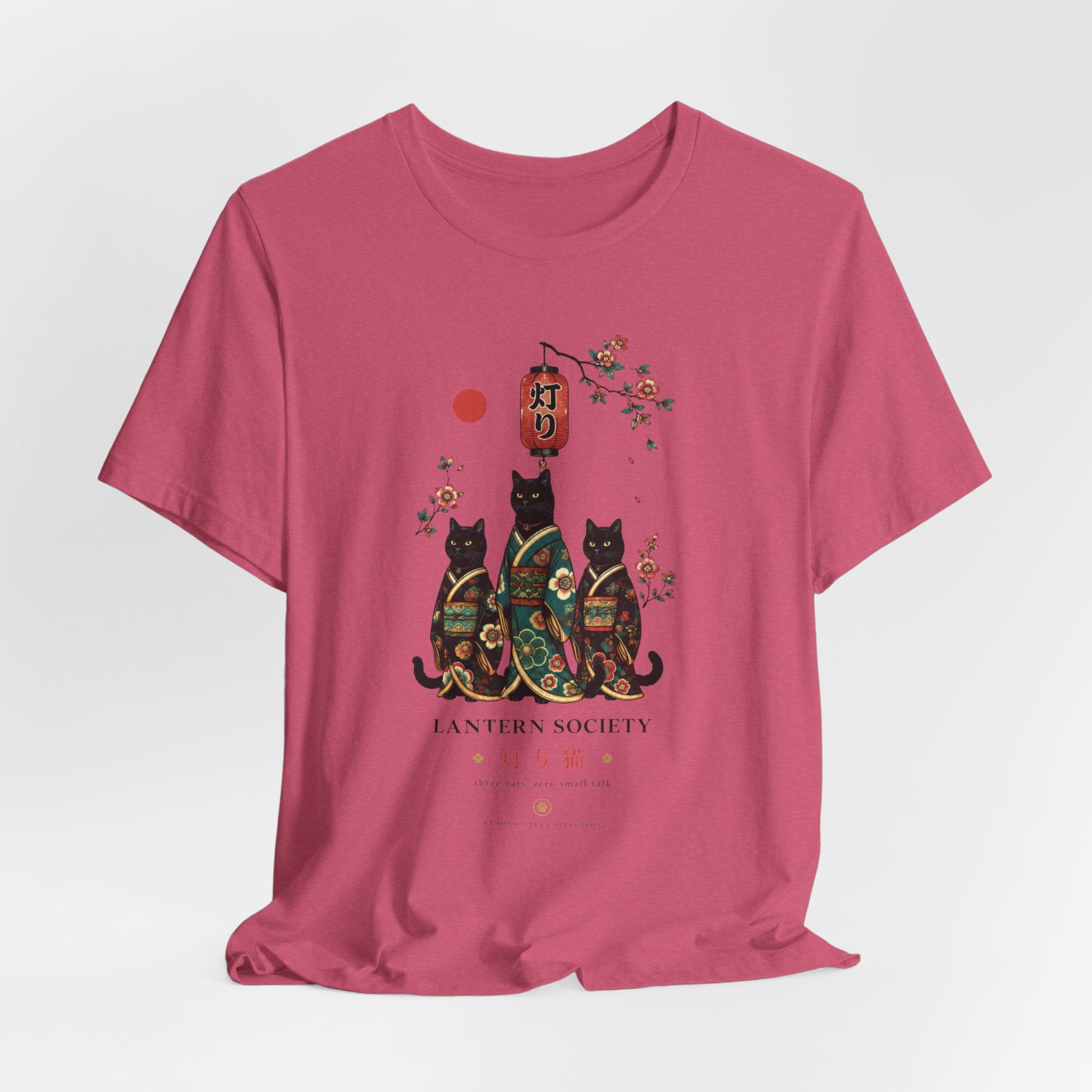 Lantern Society Cat Tee — Japanese Sakura Black Cats Graphic T-Shirt
