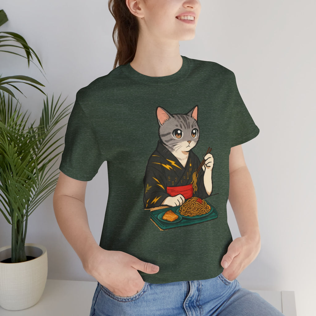 Yakisoba Noodle Cat Shirt - Japanese Street Food Kimono Cat Tee - Kimono Cats Collection