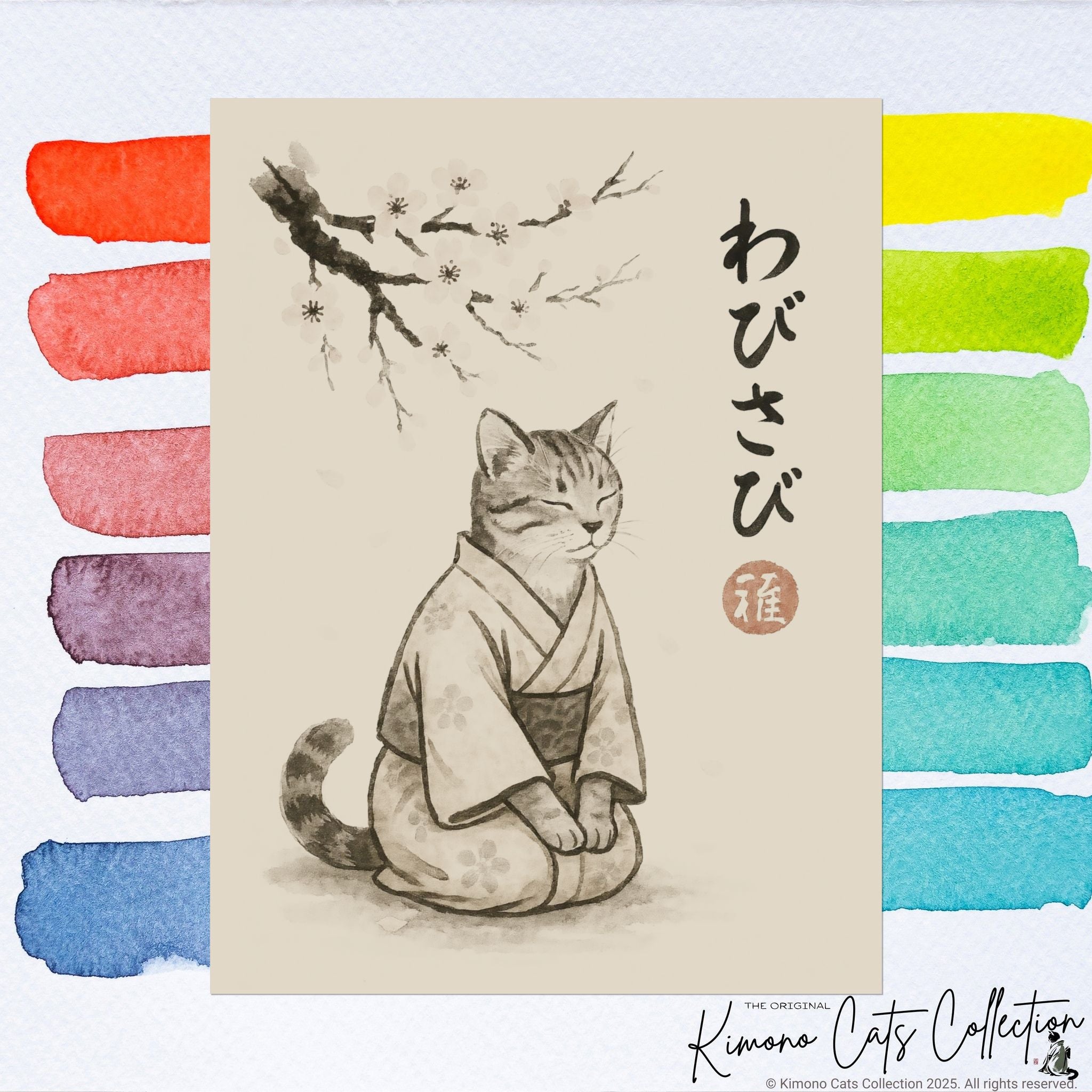 Wabisabi Cat | Japanese-Inspired Zen Wall Art