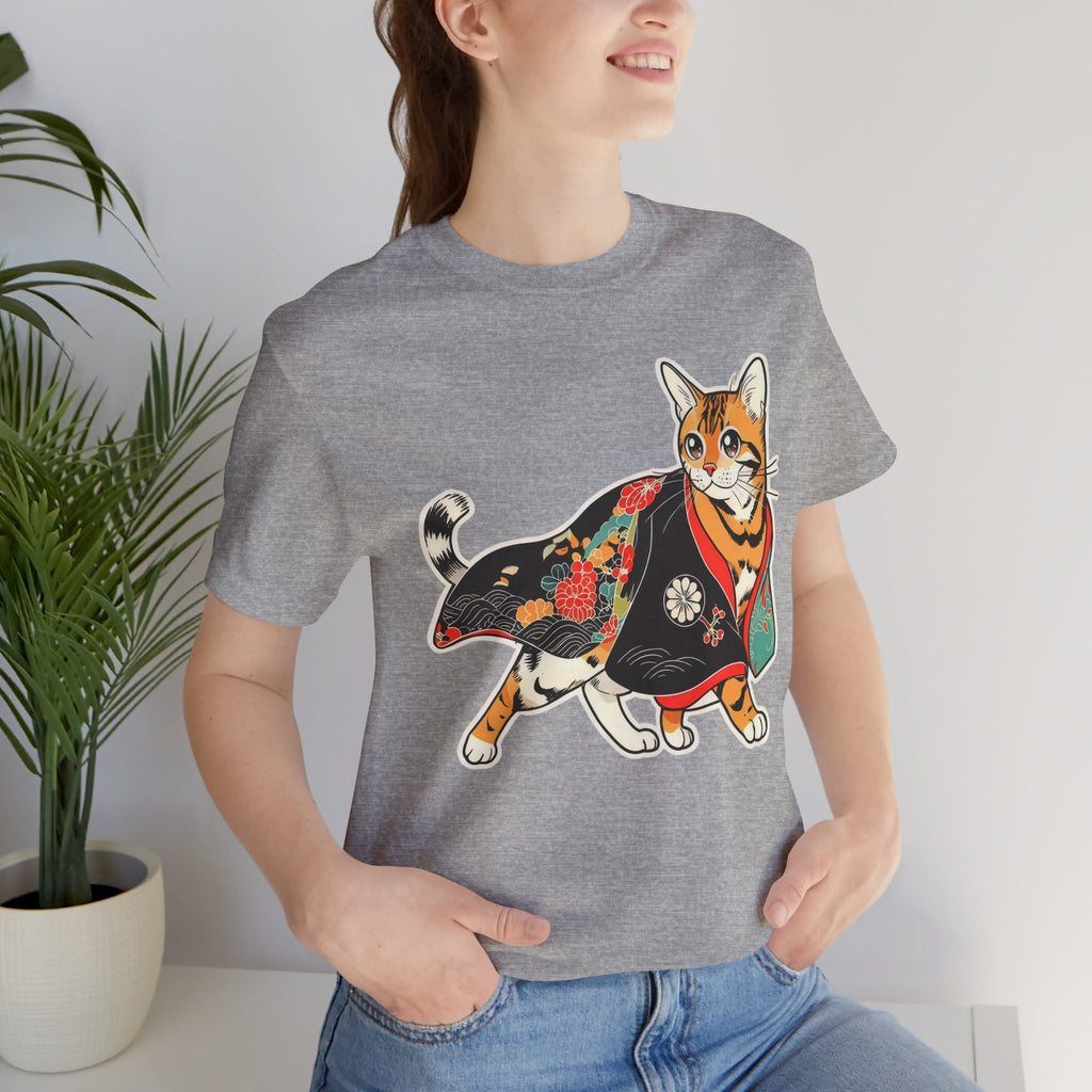 Japanese Neko Cat Shirt Calm Gift Tee, Kimono Neko Bengal