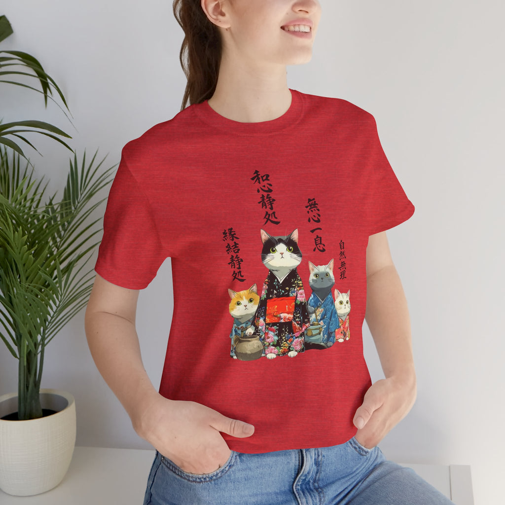 Zen Kimono Cats T-Shirt | Japanese Cat Illustration