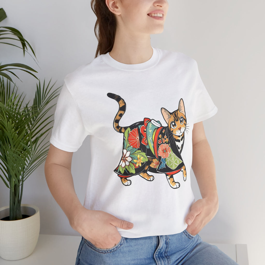 Zen Cat Shirt Japanese Gift Tee, Kimono Cat Bengal