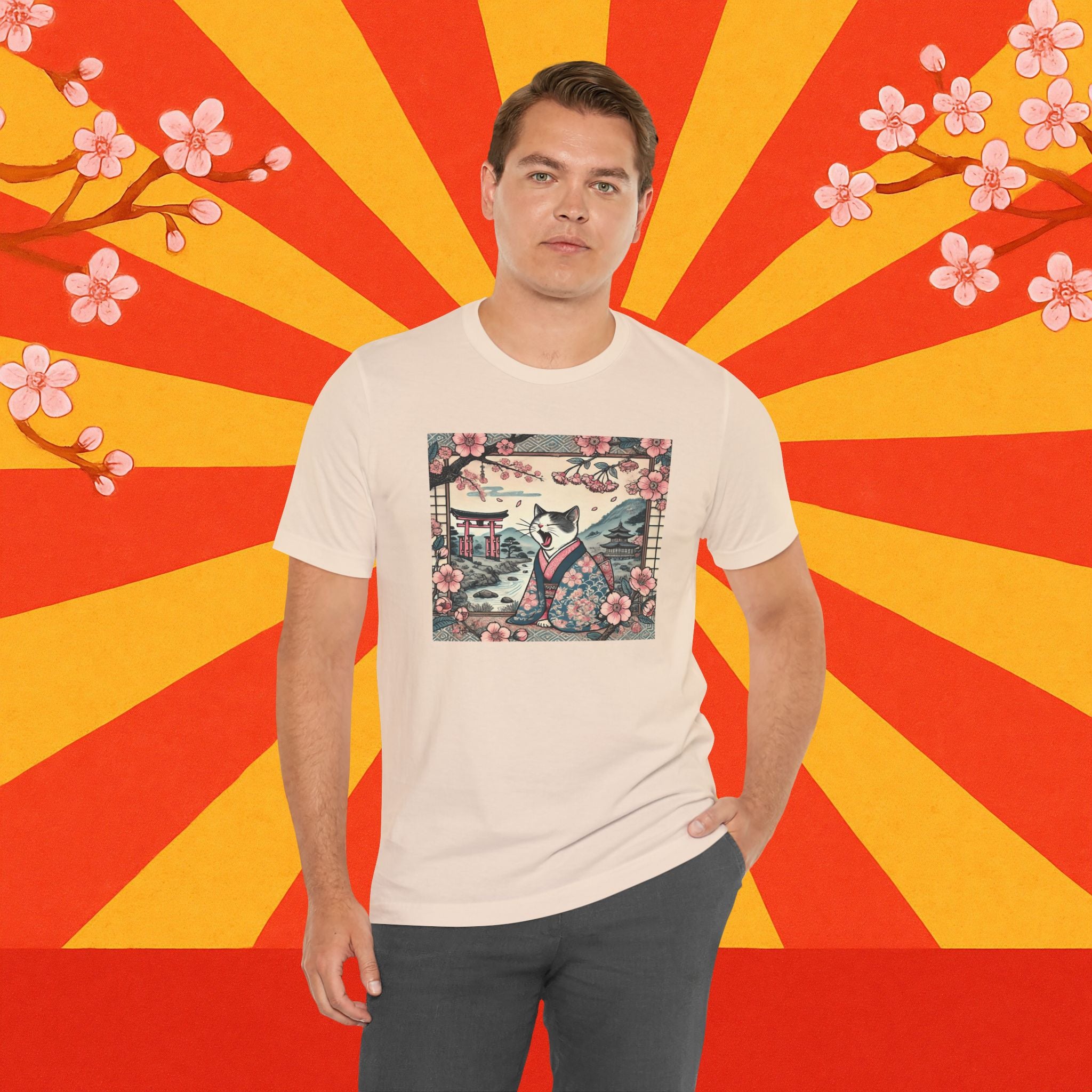 Kimono-Katze T-Shirt: Faule japanische Zen-Katze