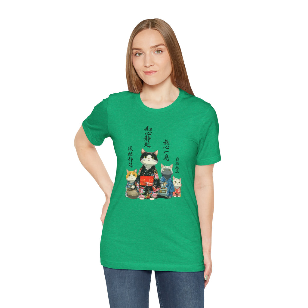 Zen Kimono Cats T-Shirt | Japanese Cat Illustration