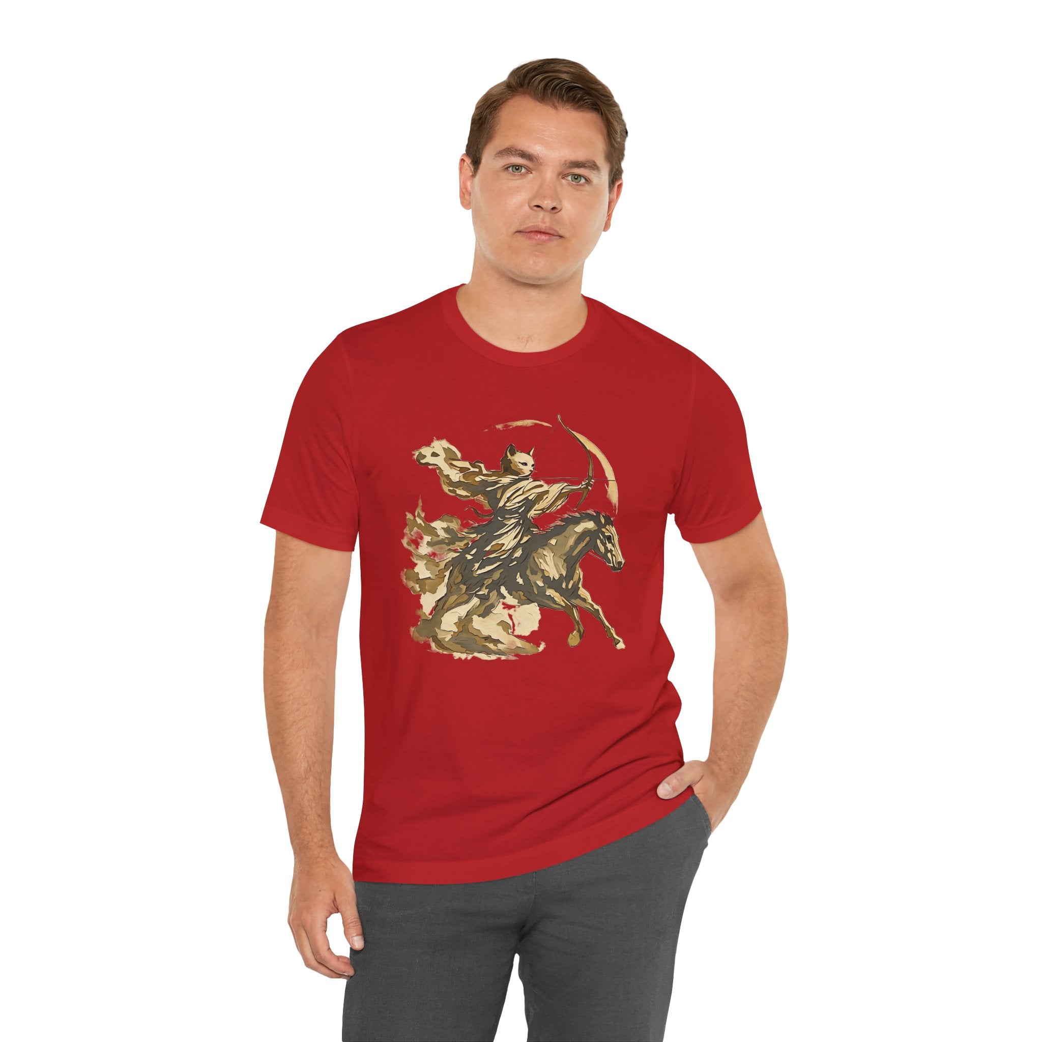 Year of the Horse Archer Cat T-Shirt, Japanese Zodiac Ukiyo-e Ink Wash