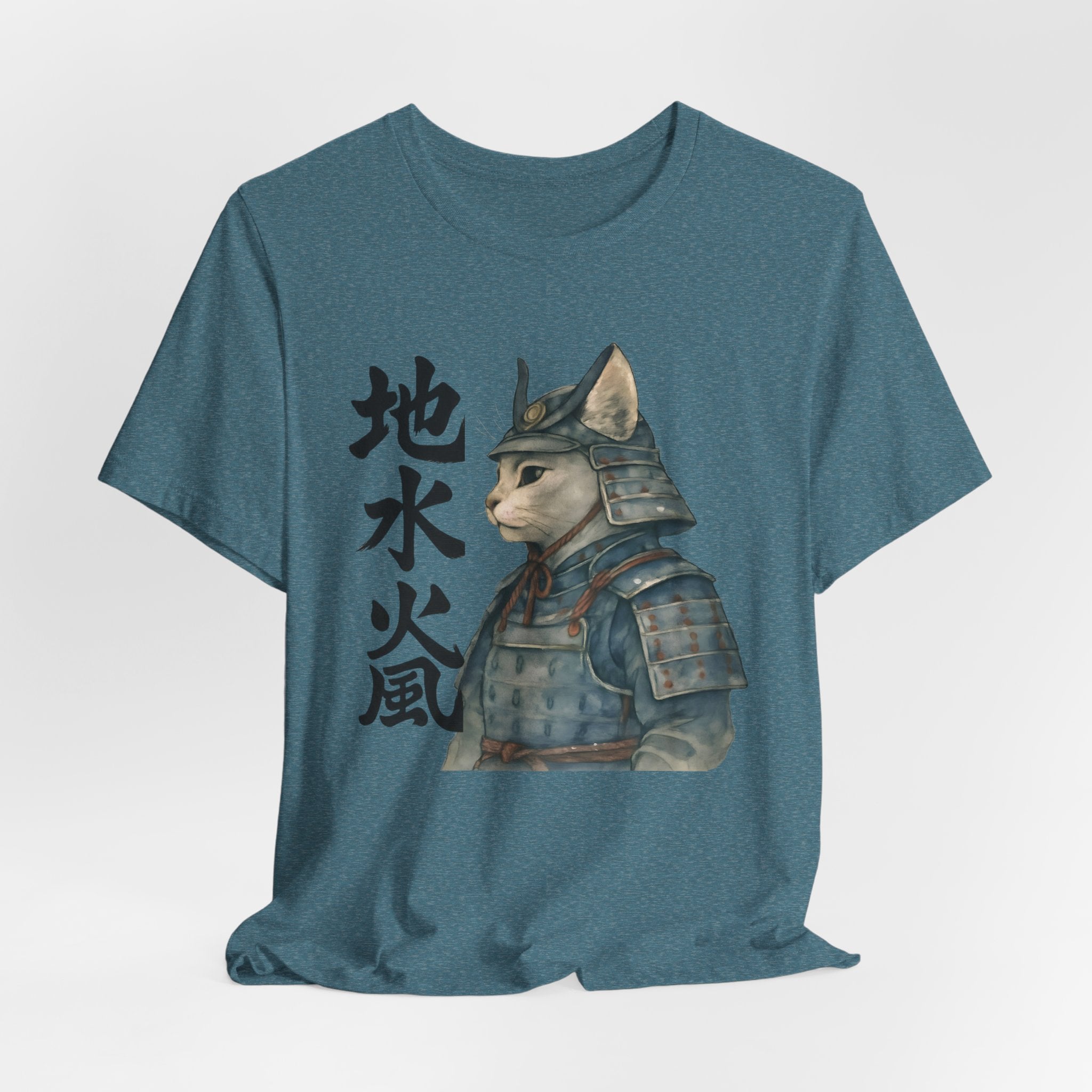 Samurai Cat Watercolor Tee | Japanese Kimono Neko Cat