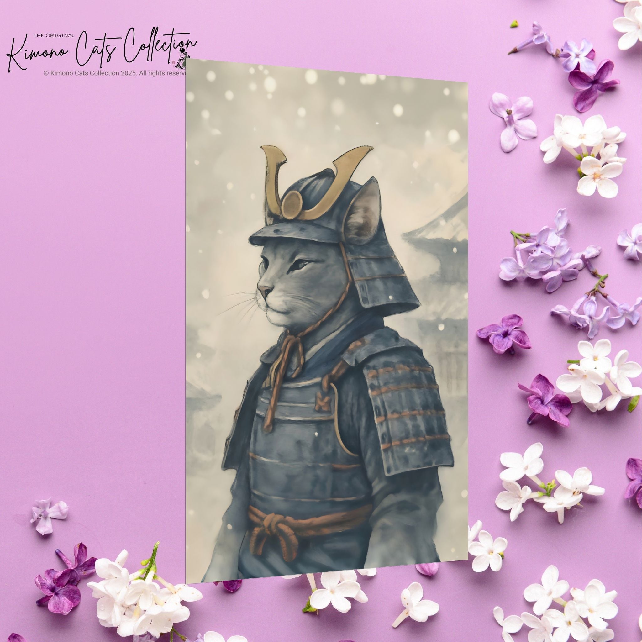 Samurai Cat Poster - Japanese Neko Warrior Wall Art