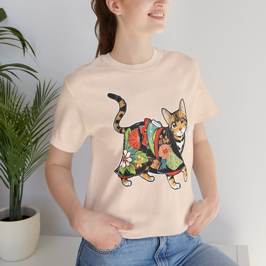 Zen Cat Shirt Japanese Gift Tee, Kimono Cat Bengal