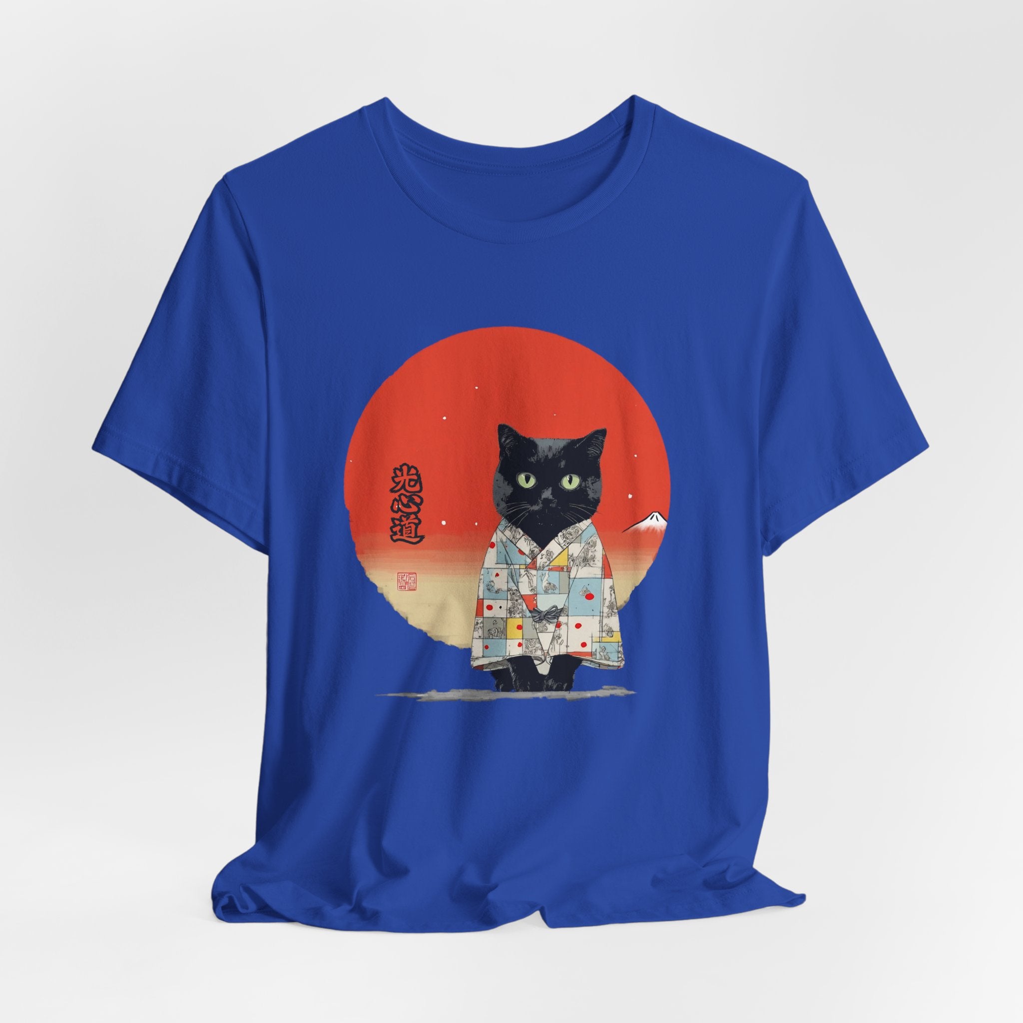 Black Cat Kimono Tee Shirt, Cute Cat Shirt, Unisex T-Shirt, Animal Lovers Gift, Japanese Style Clothing, Unique Cat Fashion