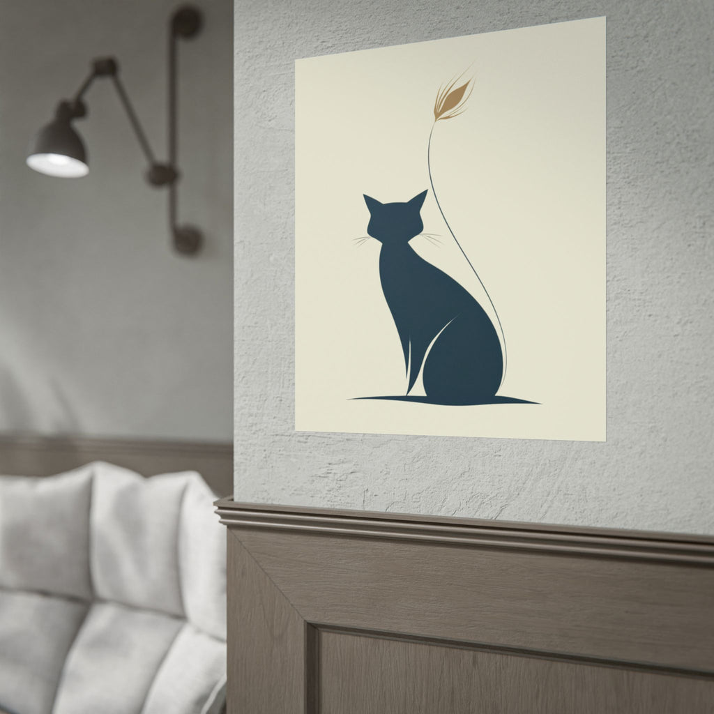 Minimalist Cat Silhouette Poster - Modern Rolled Wall Art