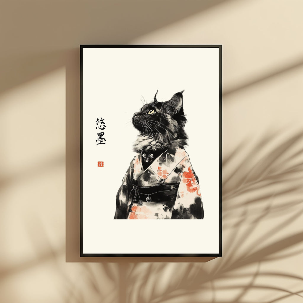 Yūboku - Serene Ink Cat Wall Art