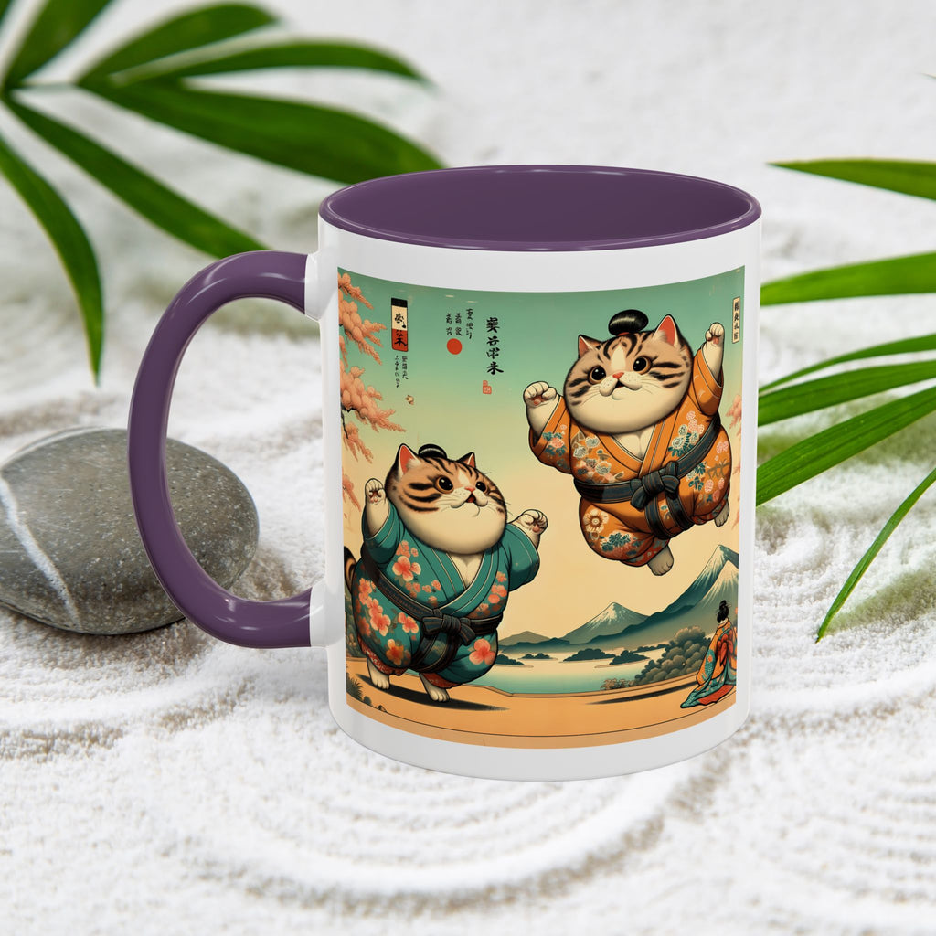 Sumo Cats Mug - Japanese Cherry Blossoms