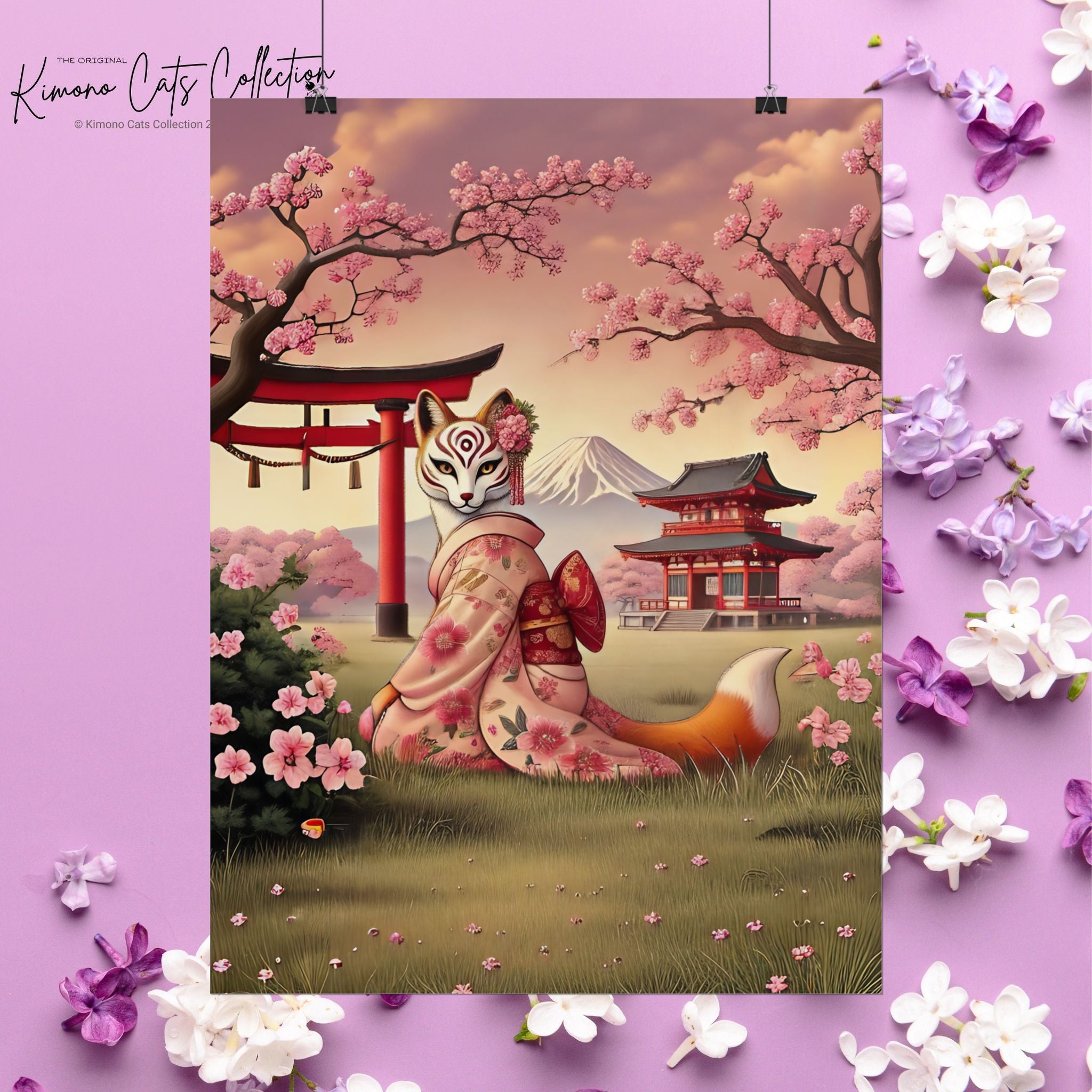 Kitsune Japanese Folklore Art Poster - Tsukihana