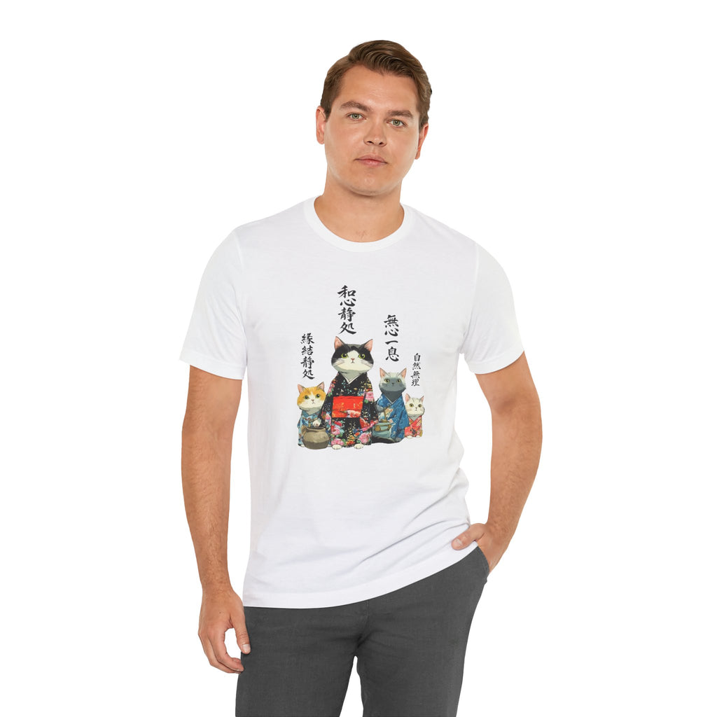 Zen Kimono Cats T-Shirt | Japanese Cat Illustration