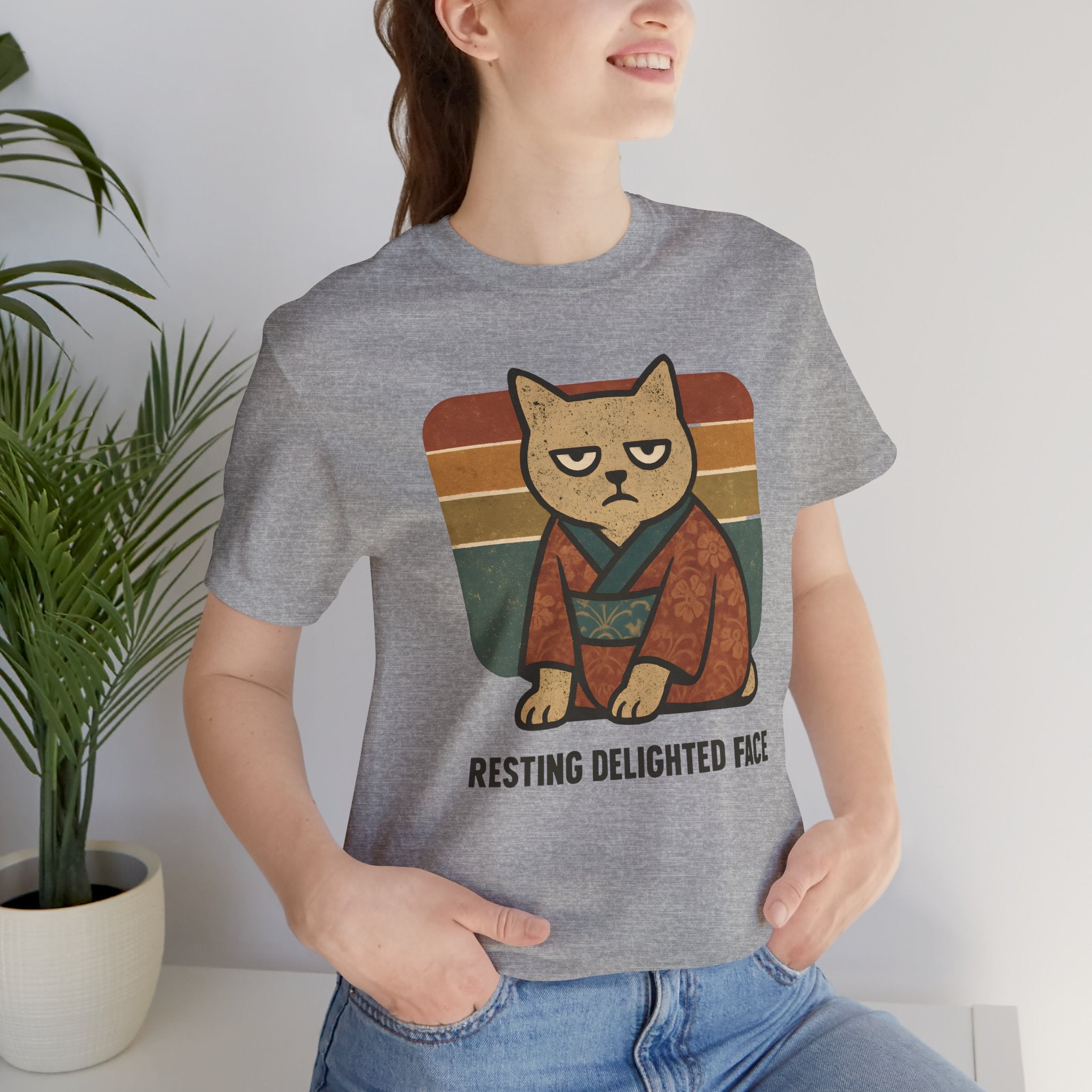 Resting Delighted Face - Grumpy Kimono Cat Vintage T-Shirt