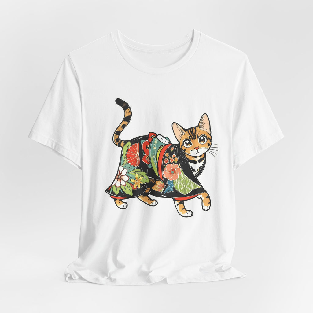 Zen Cat Shirt Japanese Gift Tee, Kimono Cat Bengal