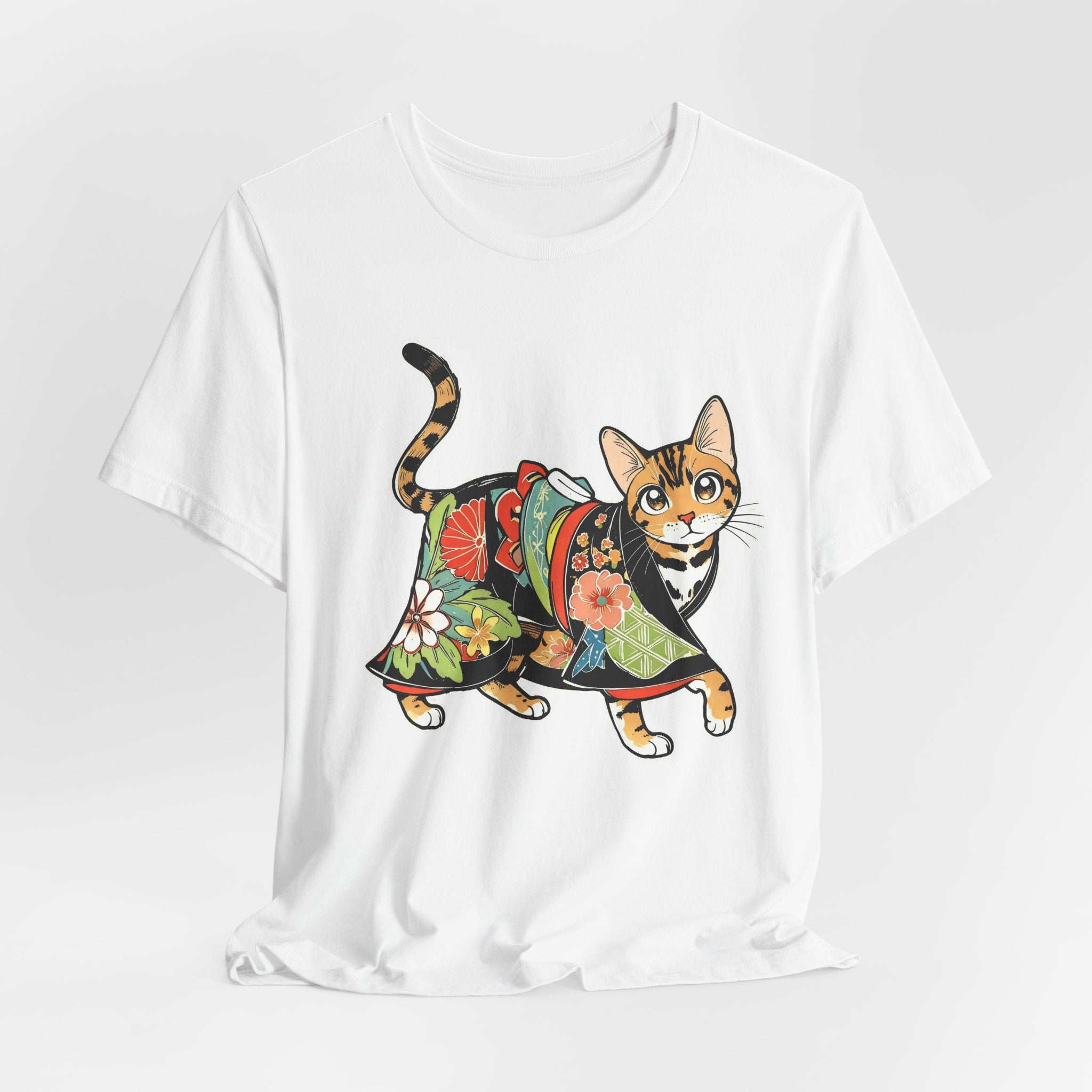 Zen Cat Shirt Japanese Gift Tee, Kimono Cat Bengal