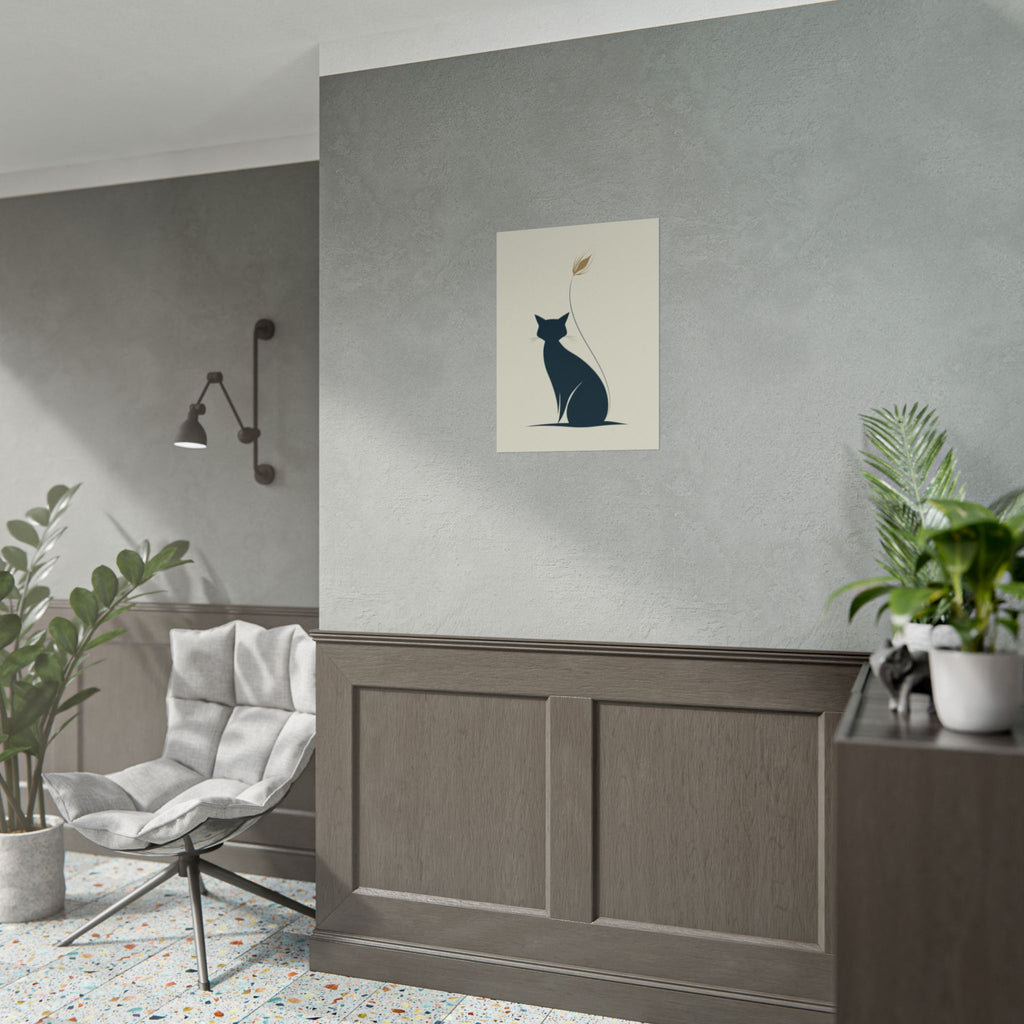 Minimalist Cat Silhouette Poster - Modern Rolled Wall Art