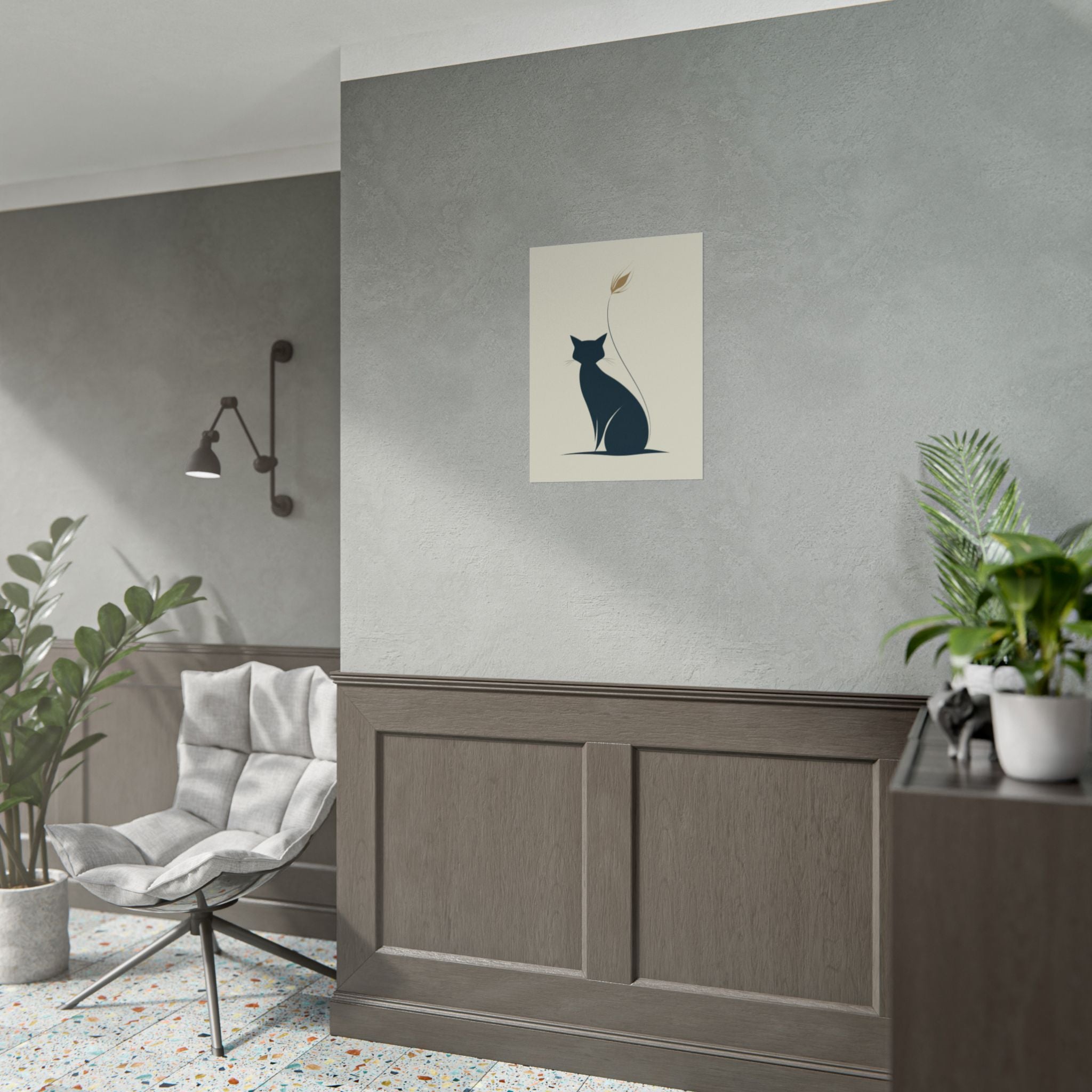 Minimalist Cat Silhouette Poster - Modern Rolled Wall Art